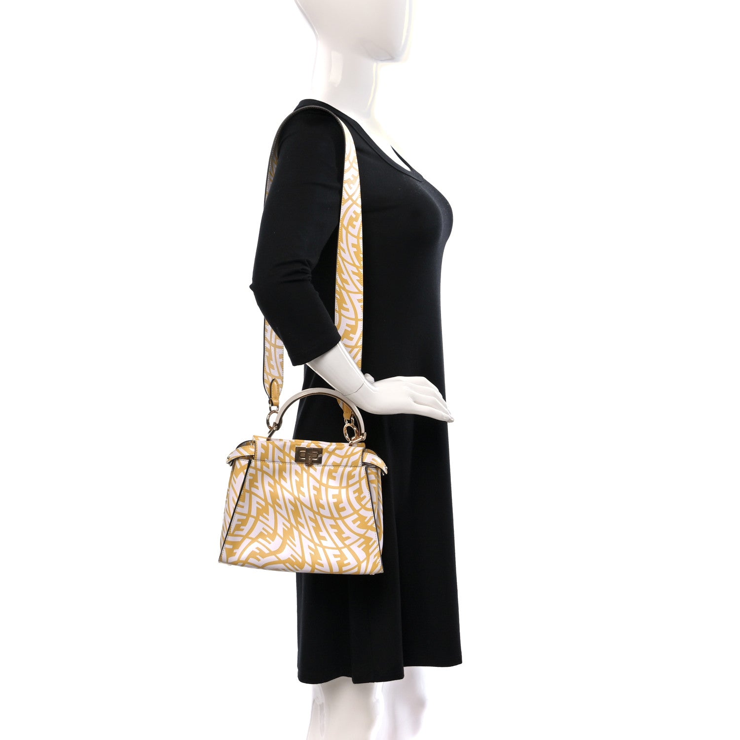Fendi X SARAH COLEMAN Vitello Liberty Shiny Nappa Plexiglass FF Vertigo Mini Peekaboo Iconic Satchel Mimosa White 3 of 9