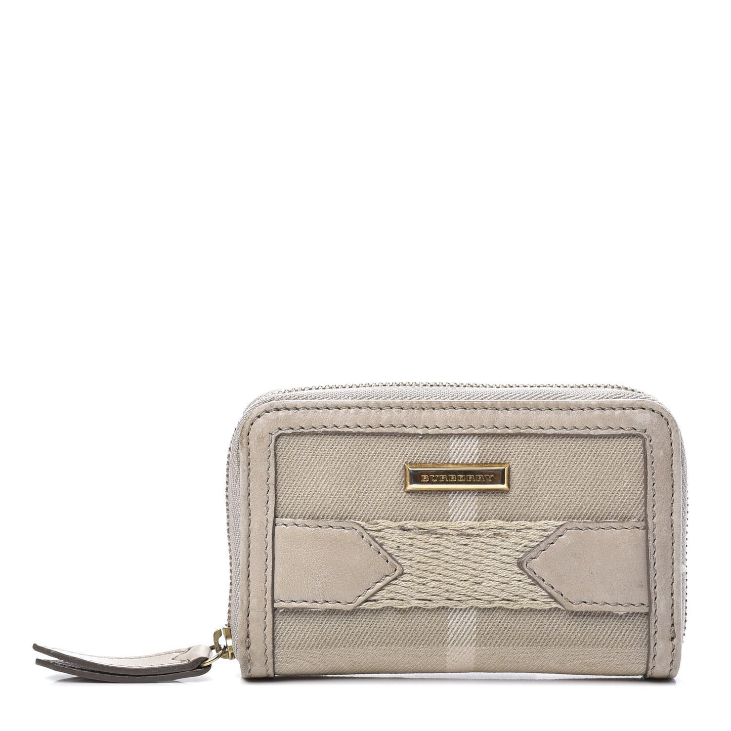 Canvas House Check Small Zip Wallet Beige