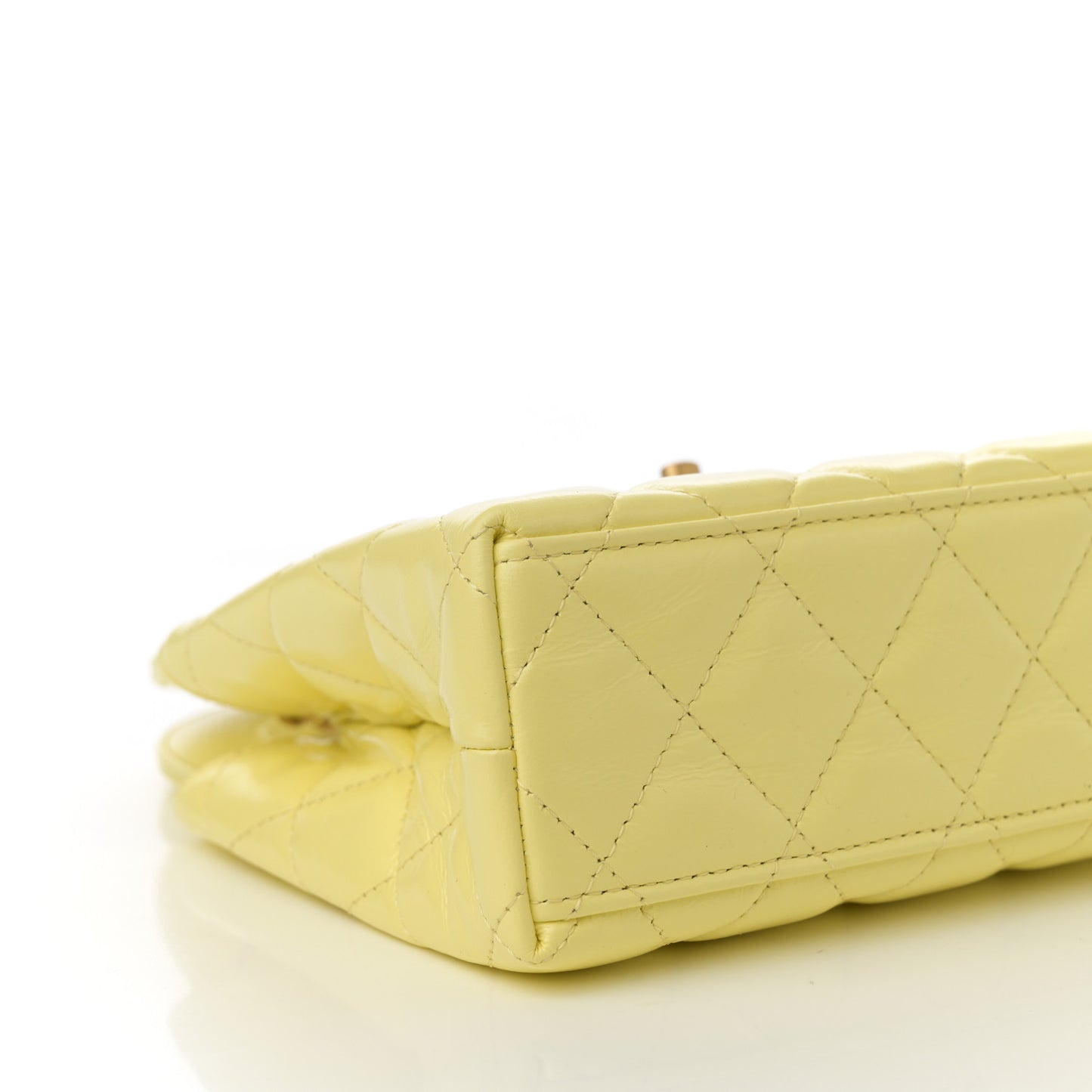Shiny Aged Calfskin Quilted Nano Kelly Shopper Light Yellow