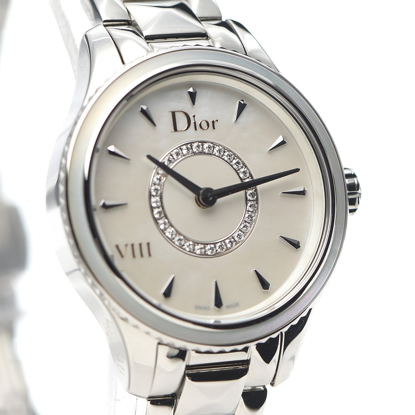 Stainless Steel Diamond Mother of Pearl 25mm Dior VIII Montaigne Quartz Watch