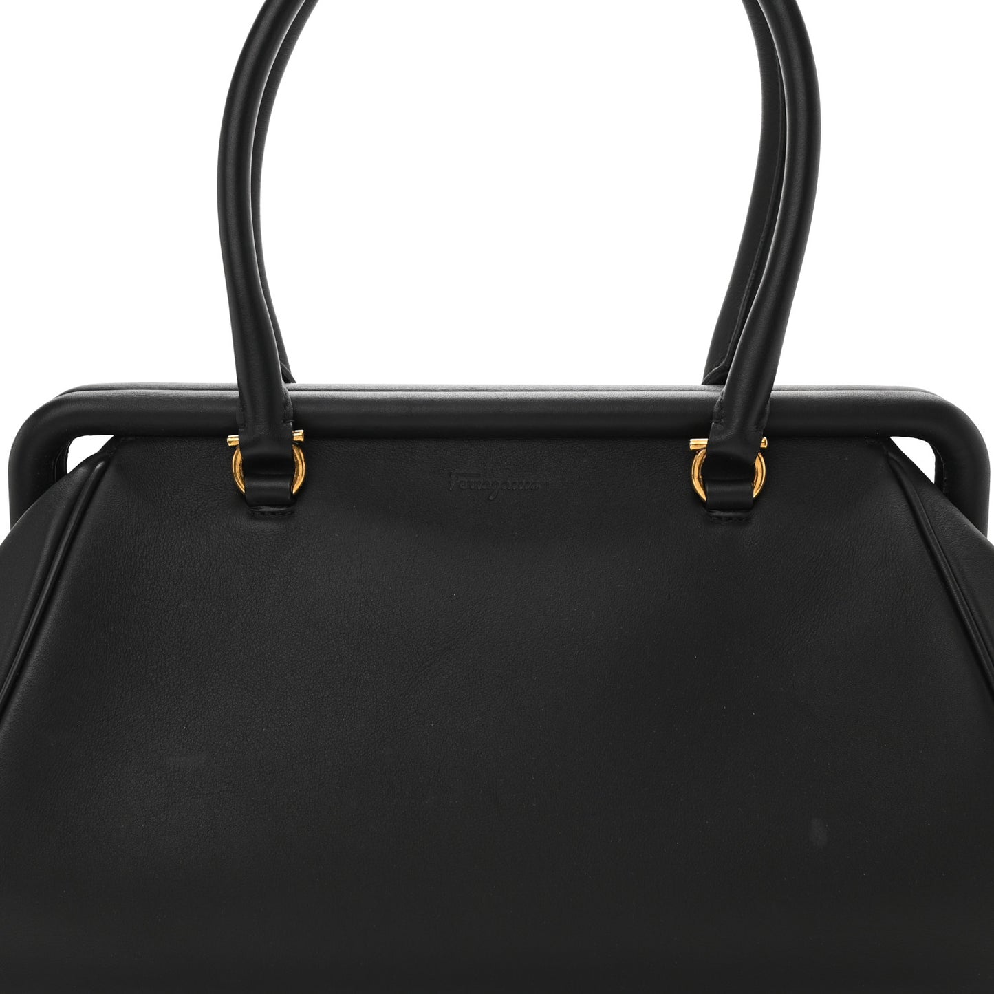 Calfskin Frame Satchel Black
