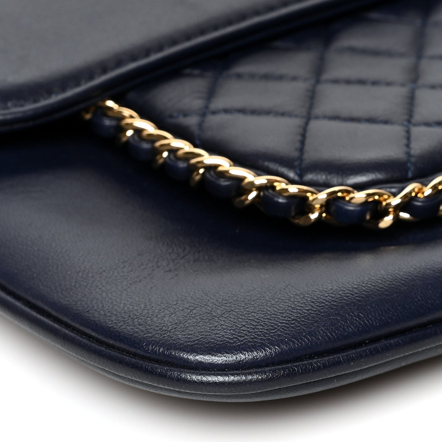 Lambskin Quilted CC Unchained Clutch Navy