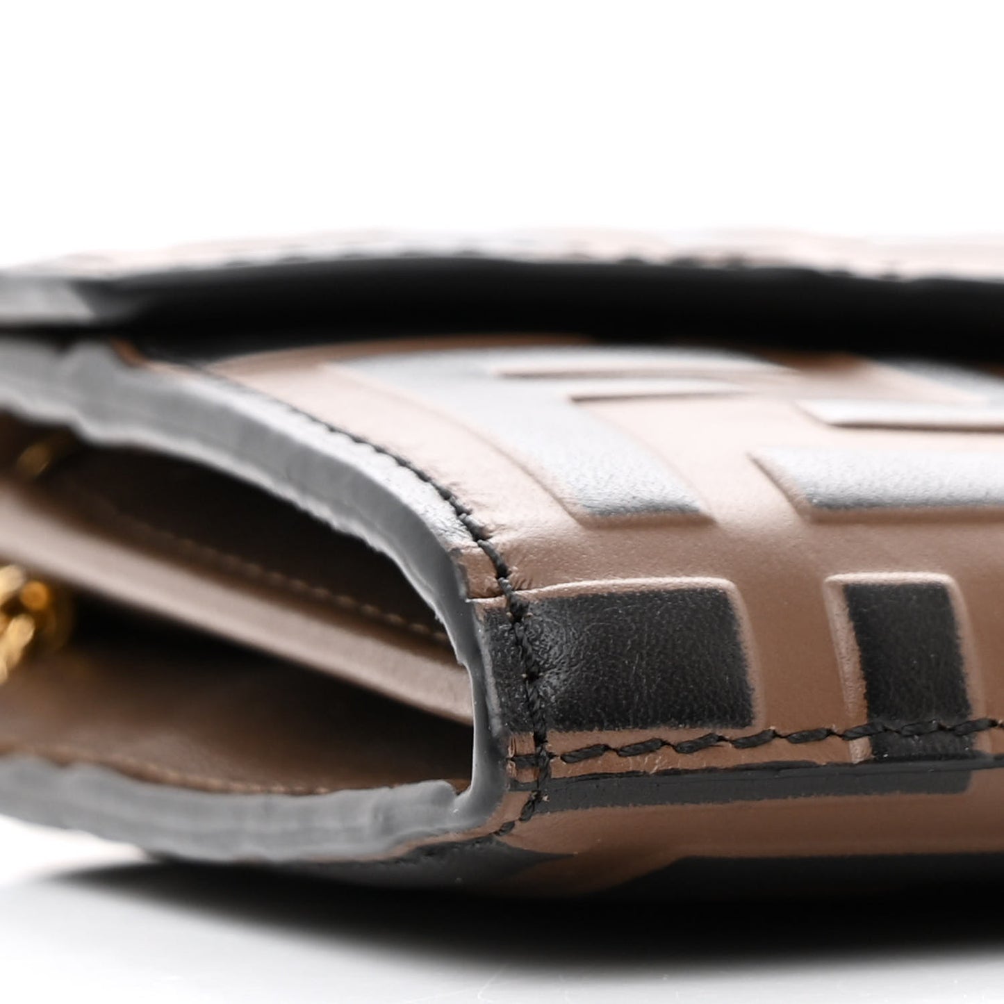 Vitello Soft F is Fendi Bi-Color FF 1974 Embossed Continental Envelope Wallet On Chain Maya Black