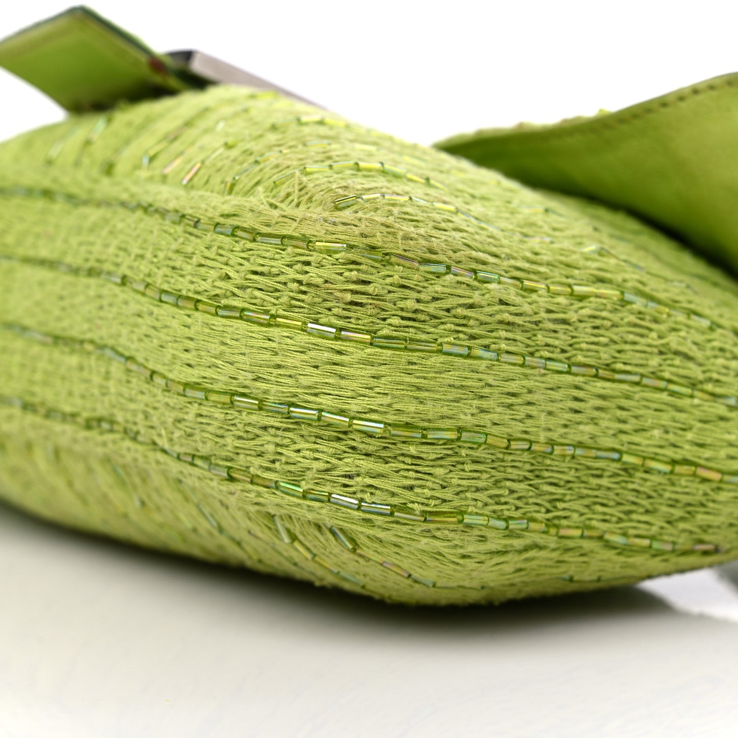 Knit Calf Hair Beaded Baguette Green