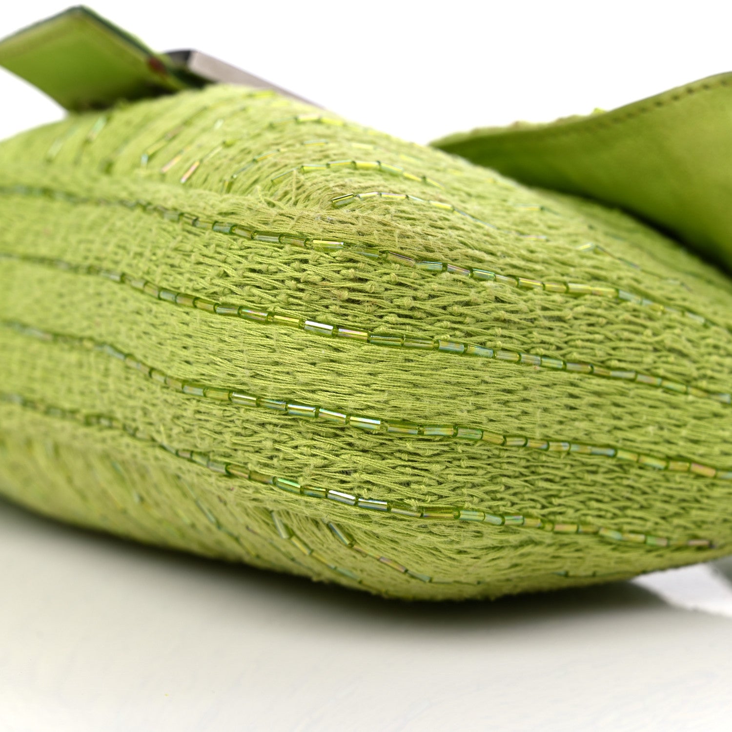 Fendi Knit Calf Hair Beaded Baguette Green 8 of 15