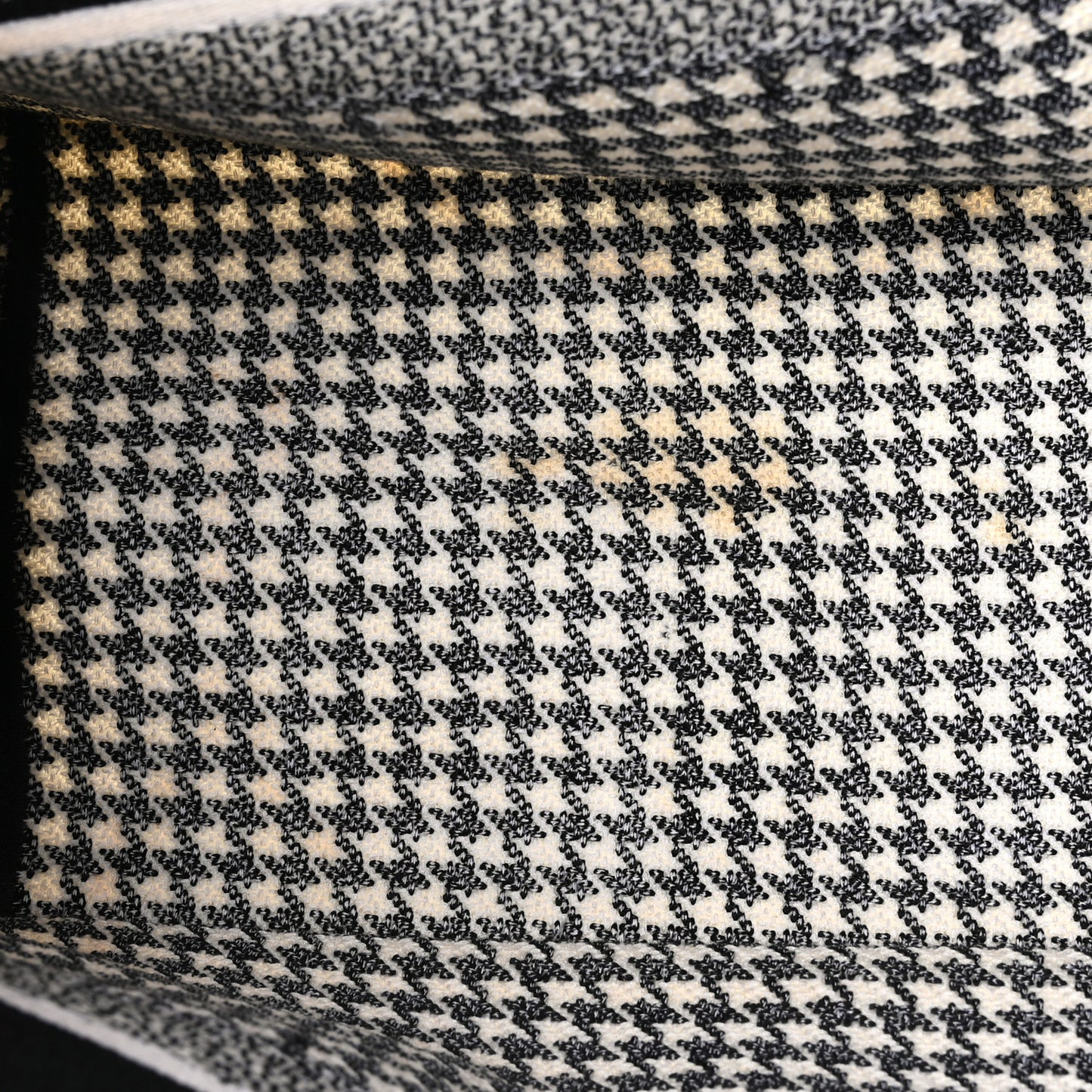 Canvas Houndstooth Embroidered Medium Book Tote Black White