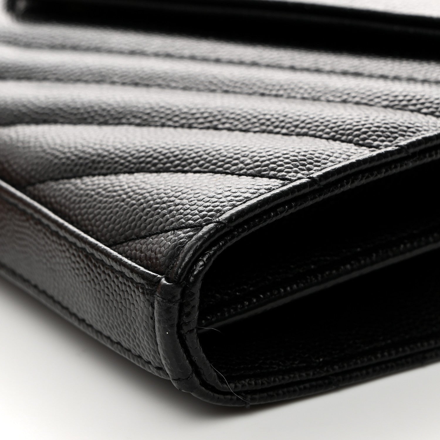 Saint Laurent Grain De Poudre Matelasse Chevron Monogram Chain Wallet Black 10 of 10