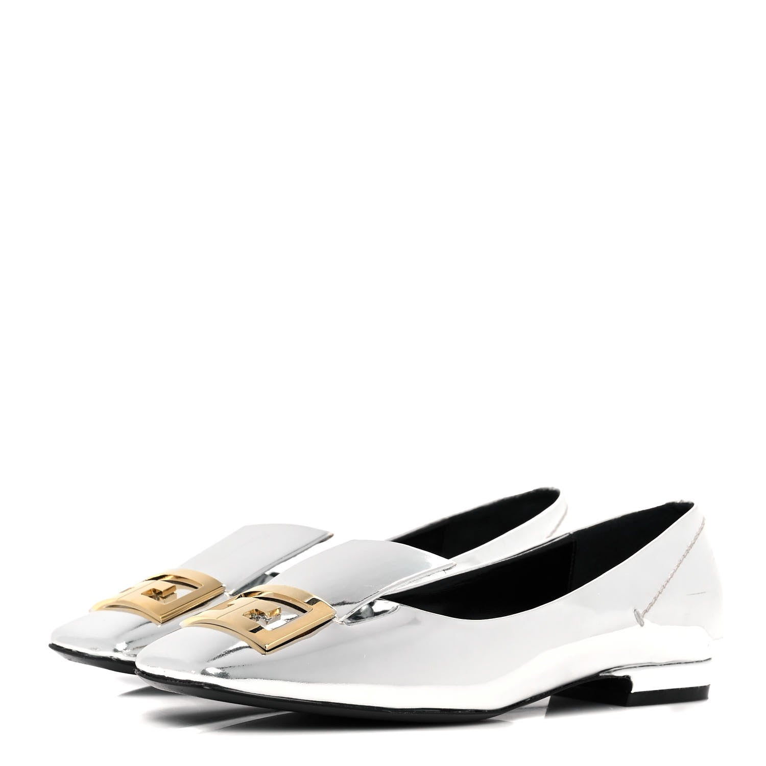 Givenchy Patent Calfskin Metallic Double G Mystic Loafers 36 Silver 3 of 9