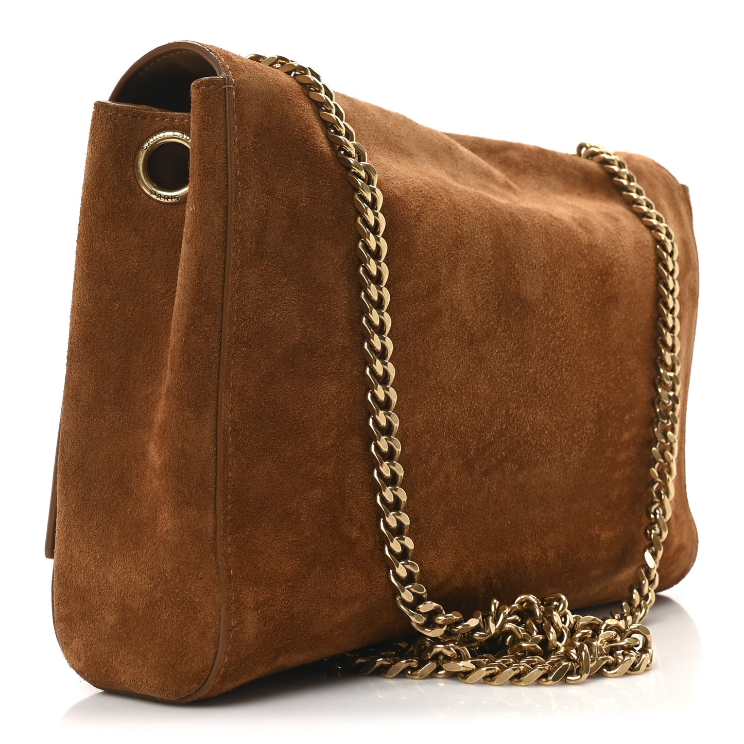 Smooth Calfskin Suede Medium Reversible Monogram Kate Satchel Light Ochre