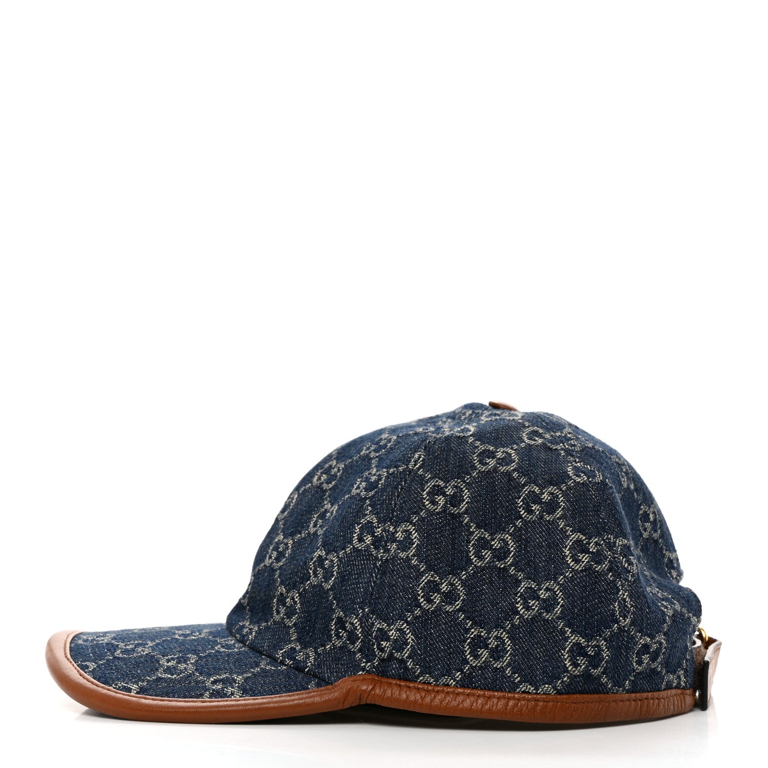Gucci Washed Jacquard Denim Nappa GG Monogram Oscar Baseball Hat M Denim Cuir 4 of 9