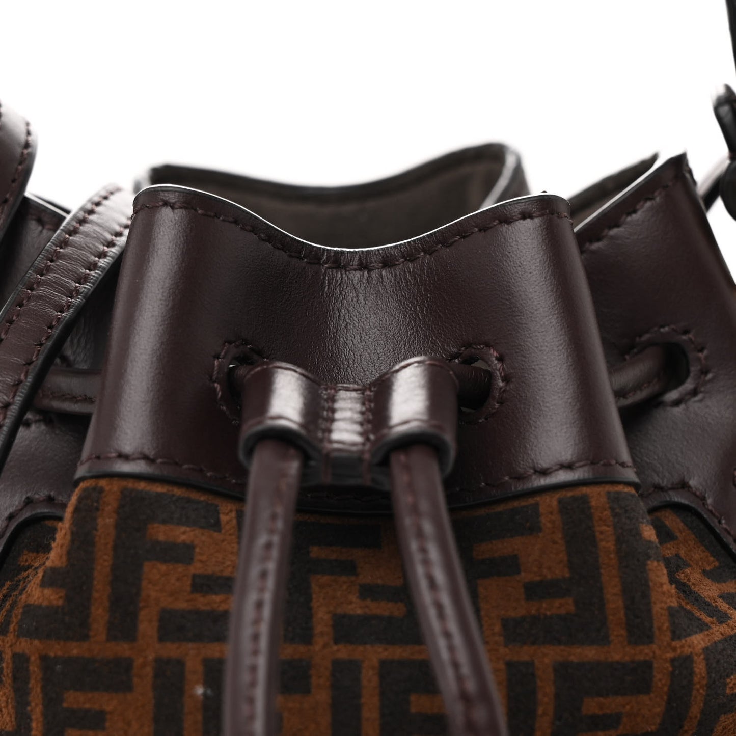 Suede Vitello King F is Fendi Micro FF Mini Mon Tresor Bucket Bag Sigaro Marrone Ebano