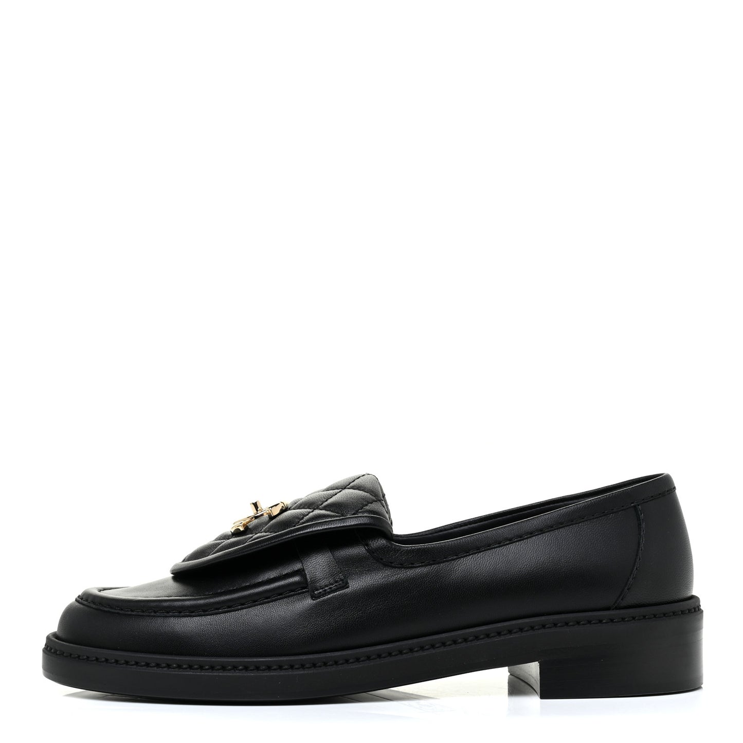 Lambskin Quilted CC Turnlock Loafers 38 Black