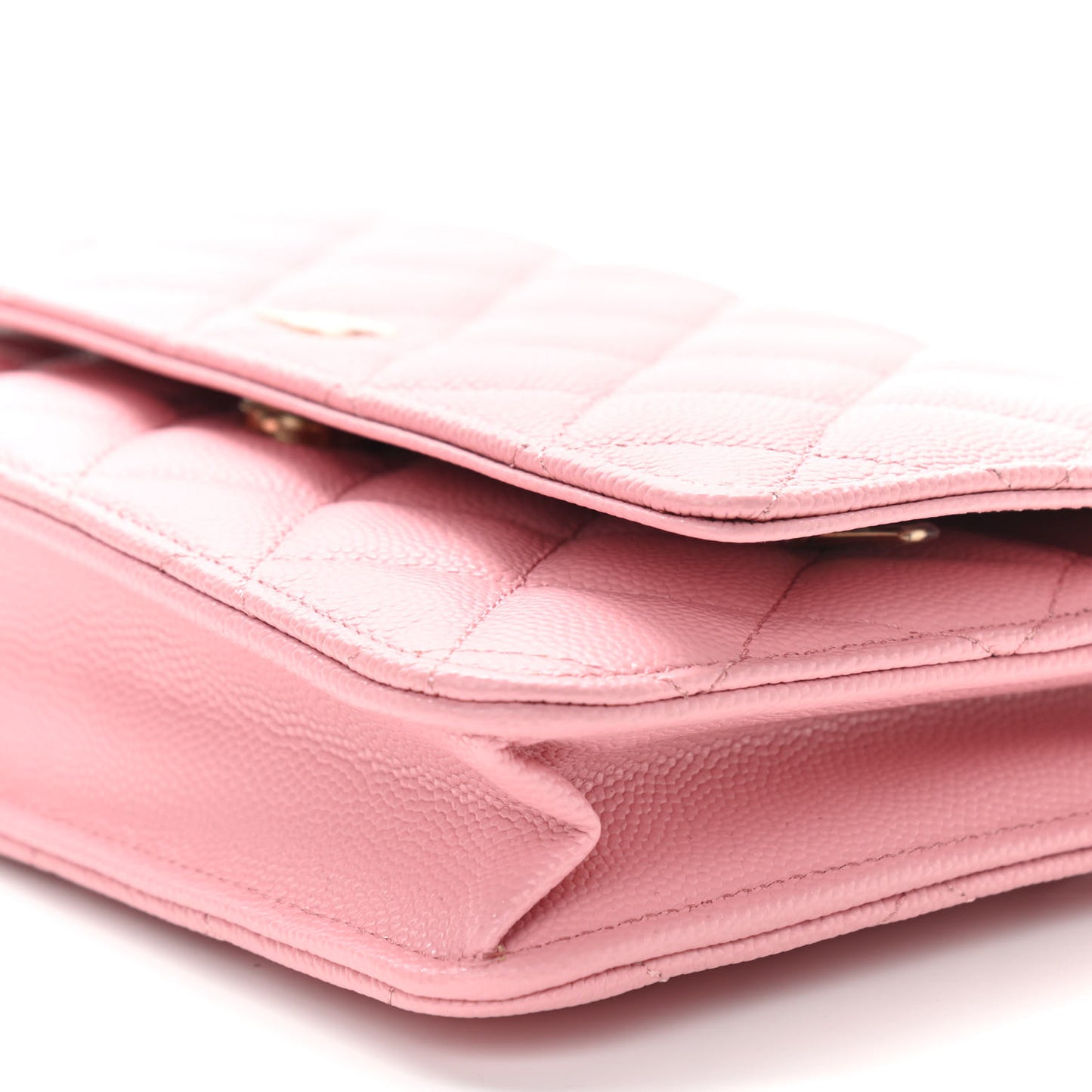 Caviar Quilted Wallet On Chain WOC Light Pink