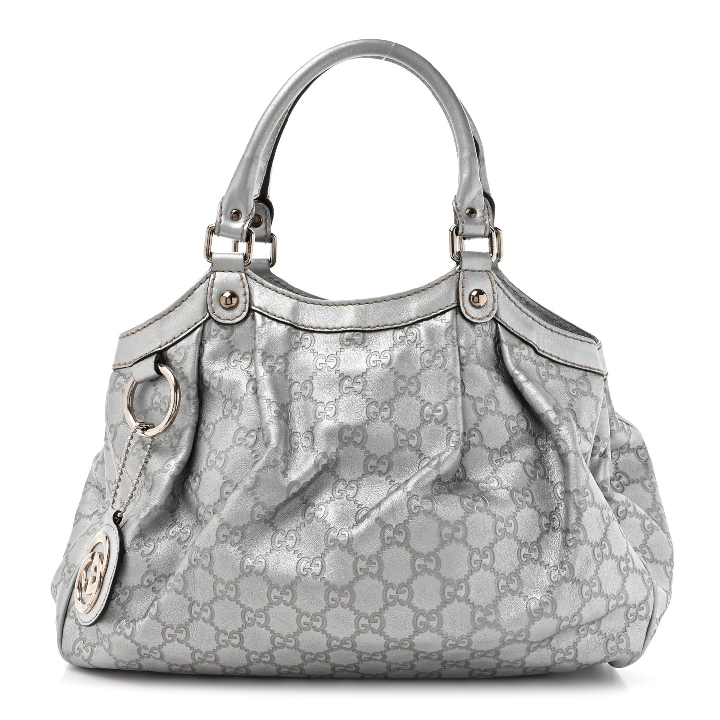 Metallic Guccissima Medium Sukey Tote Silver