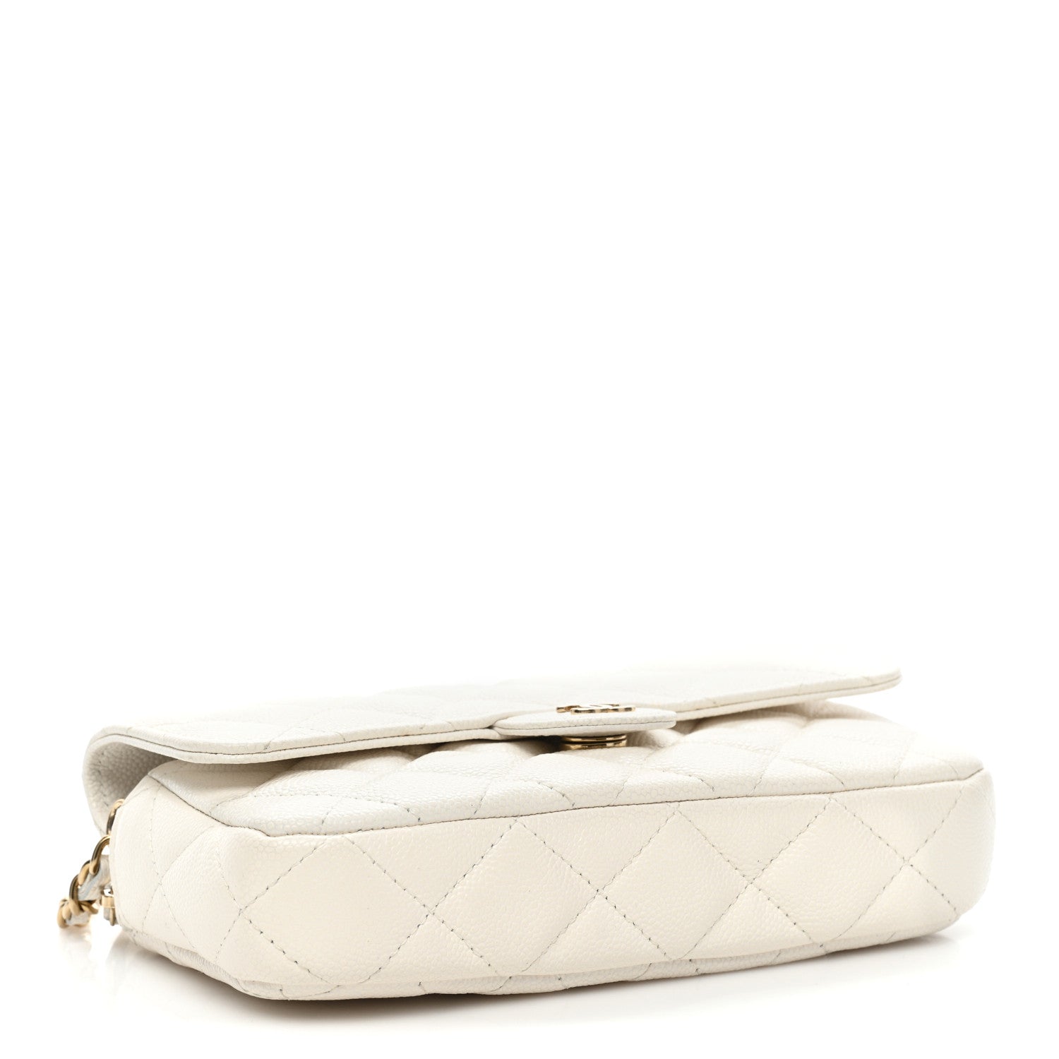Chanel Lambskin Quilted Flap Phone Holder With Chain White 4 of 17