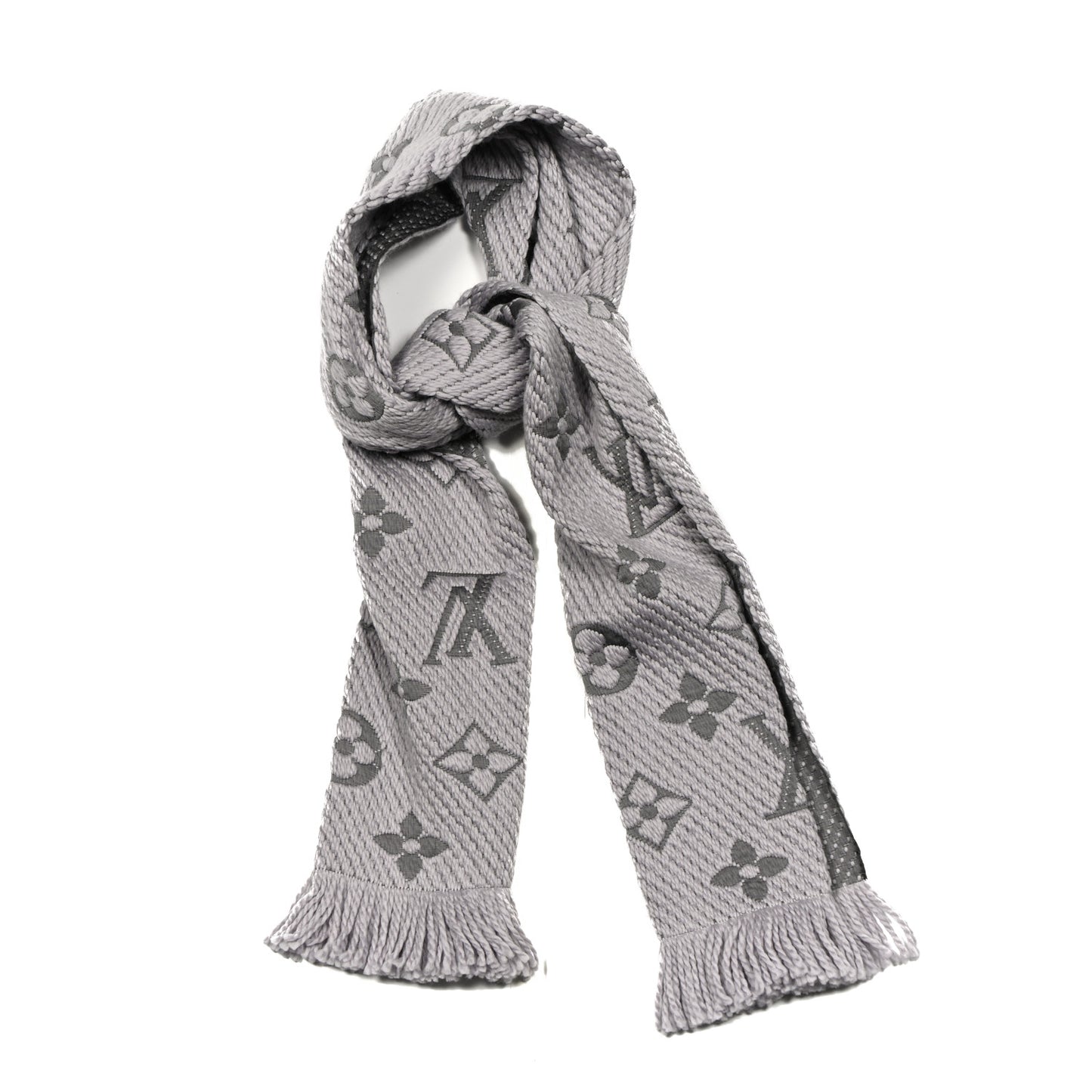 Wool Silk Logomania Scarf Pearl Grey