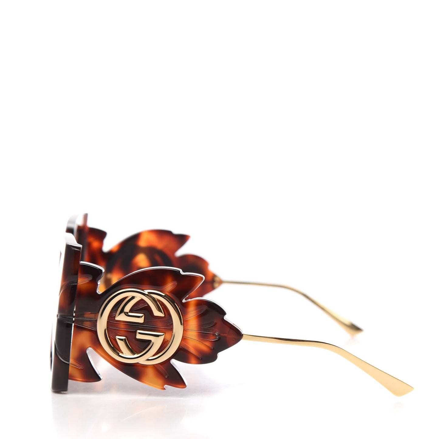 Acetate Square Frame Wing Sunglasses GG0535S Havana