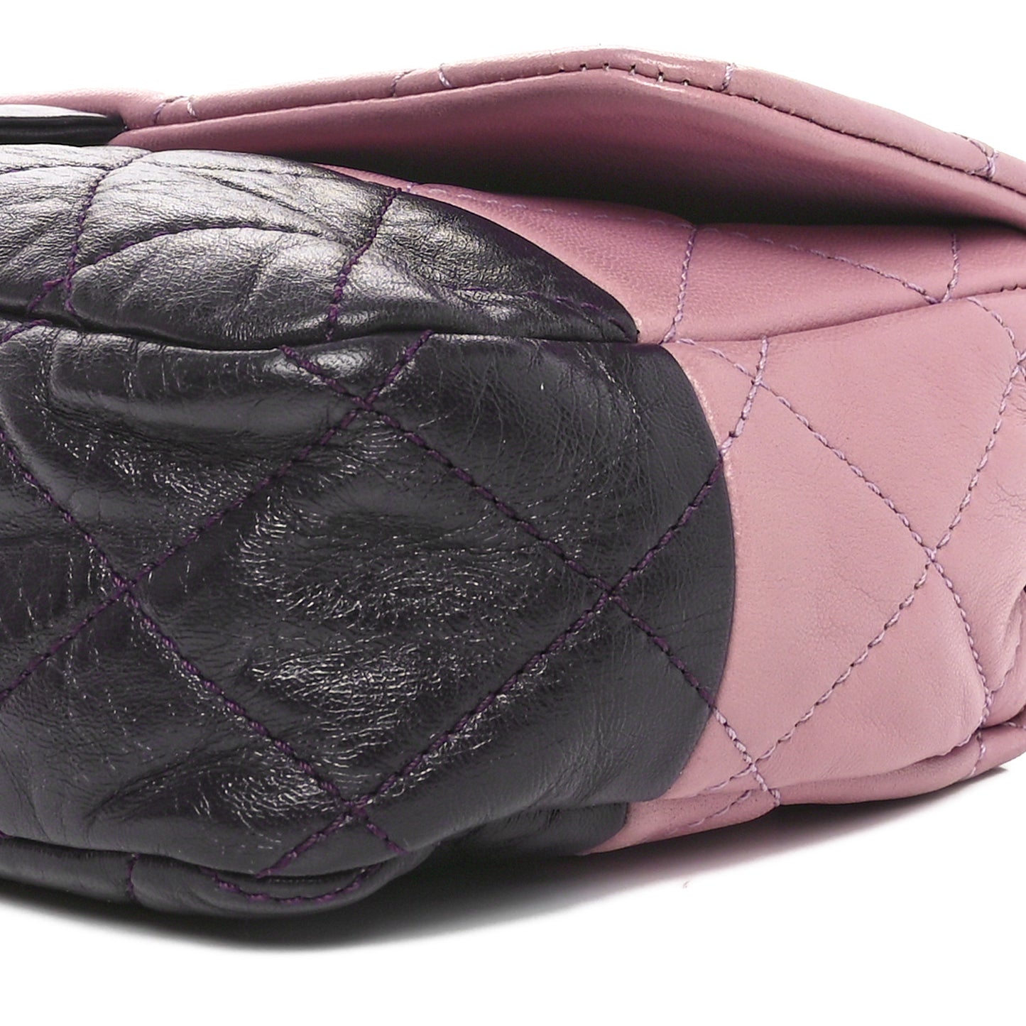 Lambskin Quilted Bi-Color Medium Single Flap Light Purple