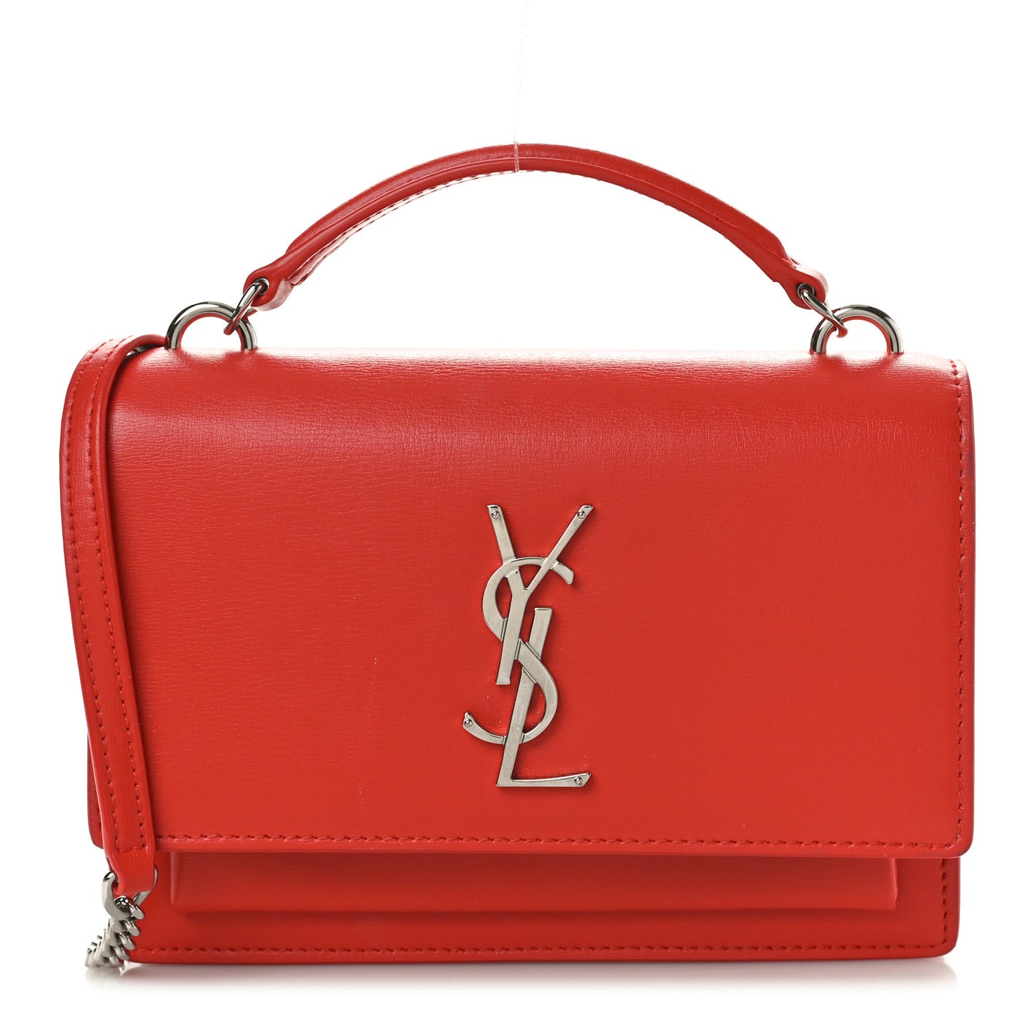 Calfskin Monogram Sunset Chain Wallet Rosso