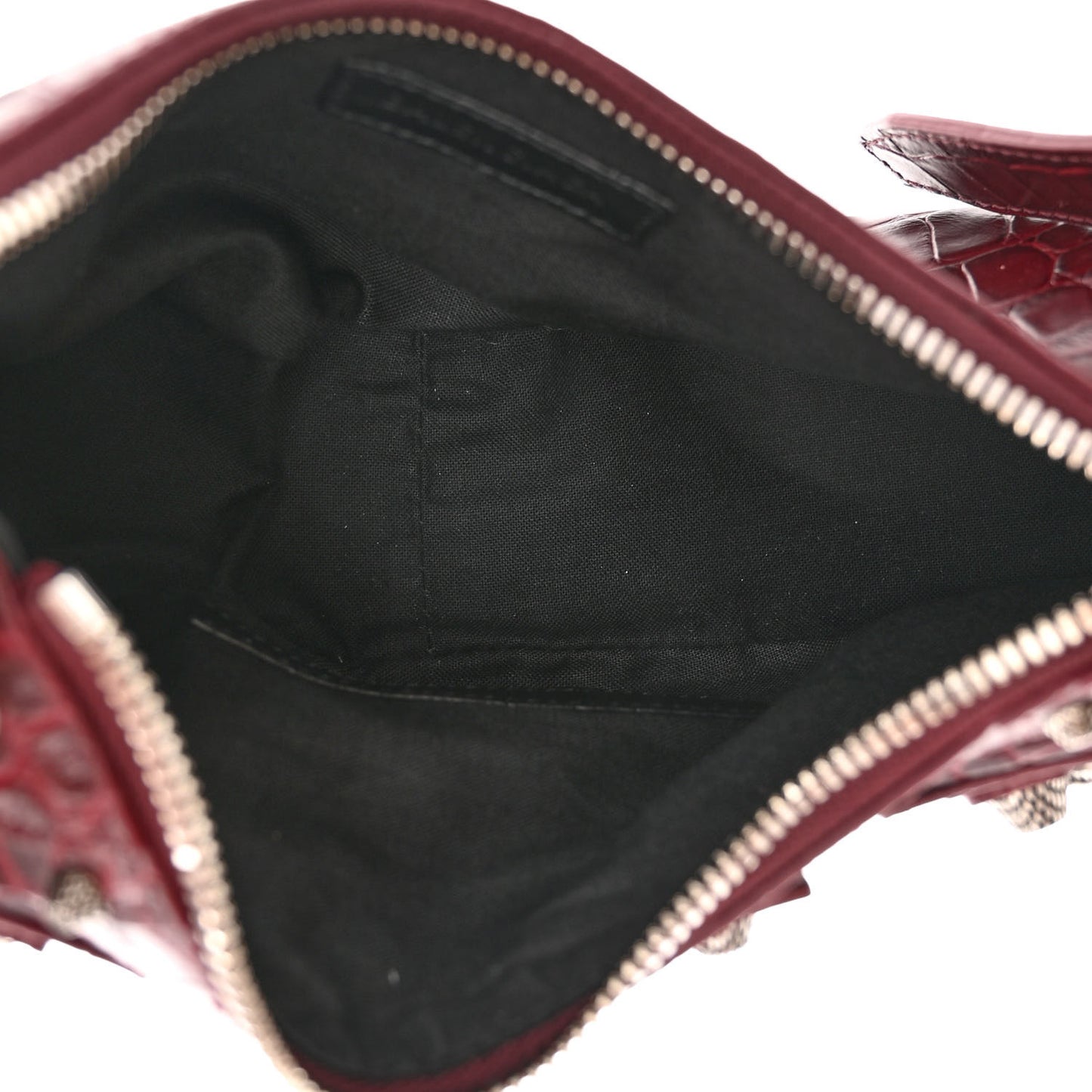 Extra Supple Calfskin Crocodile Embossed Le Cagole Shoulder Bag XS Dark Red