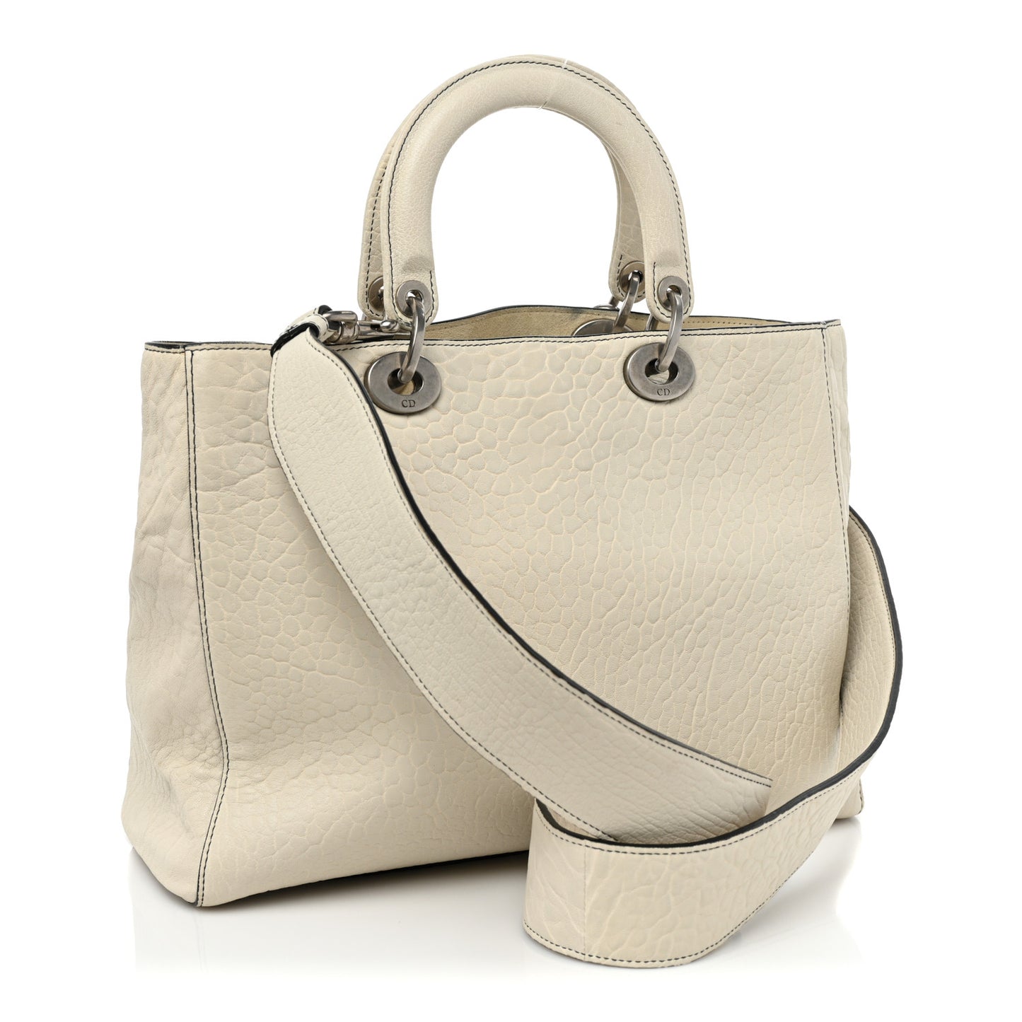 Canyon Grained Lambskin Large Lady Dior Off White