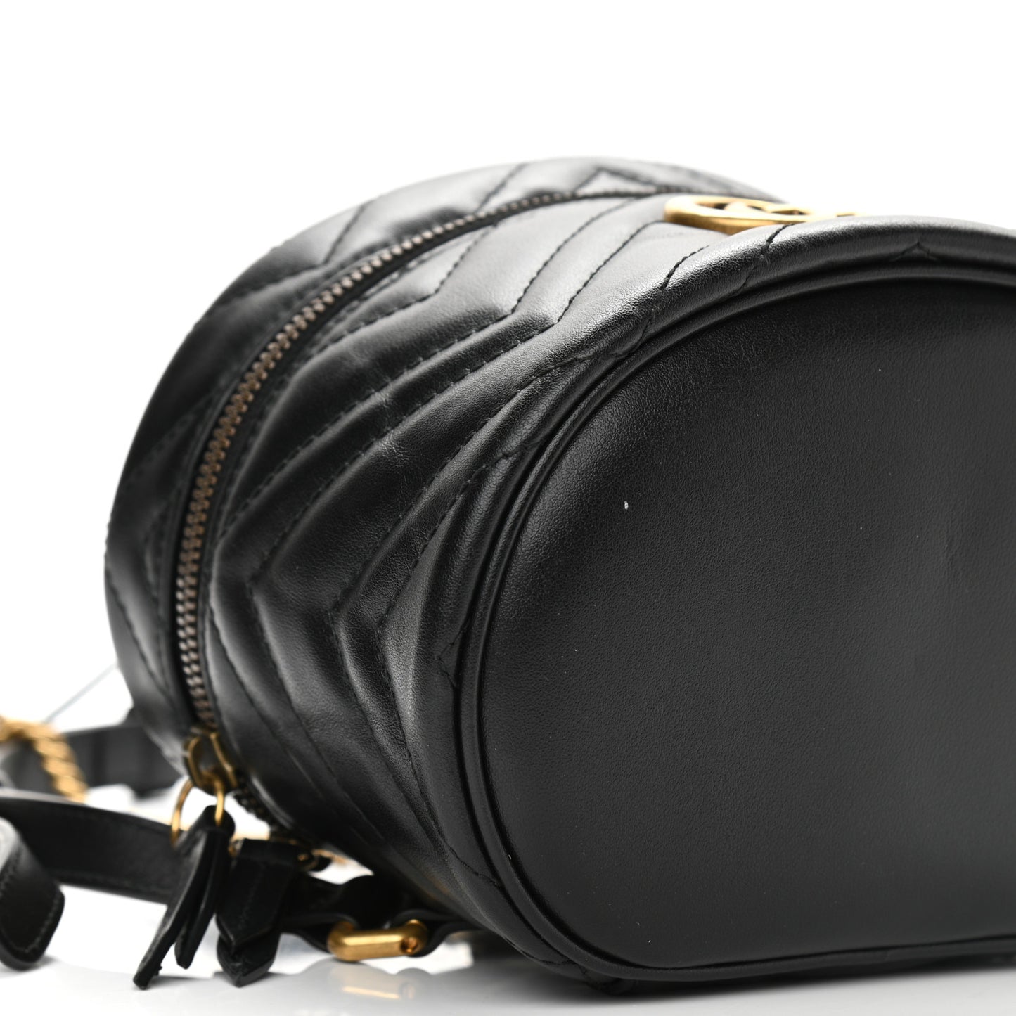 Calfskin Matelasse Mini GG Marmont Round Backpack Black