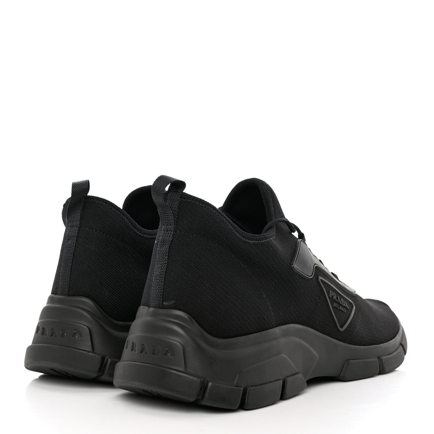 Knit Fabric Logo Mens Running Sneakers 8 Black