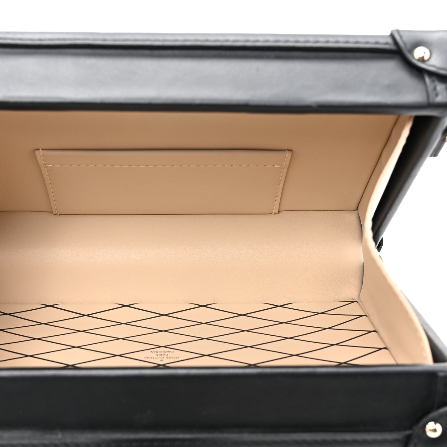 Lambskin Malletage Petite Malle Black Beige