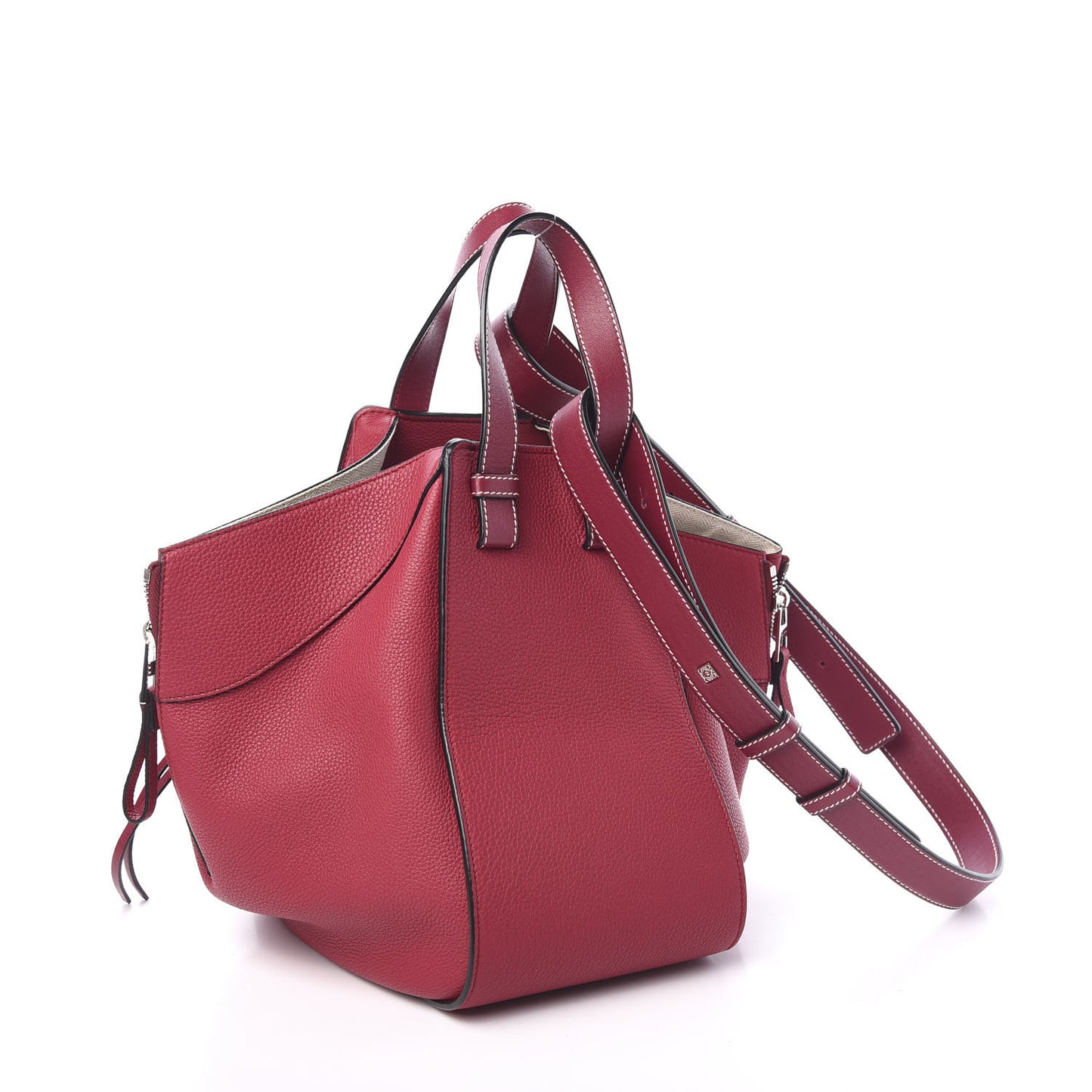 Grained Calfskin Small Hammock Shoulder Bag Raspberry