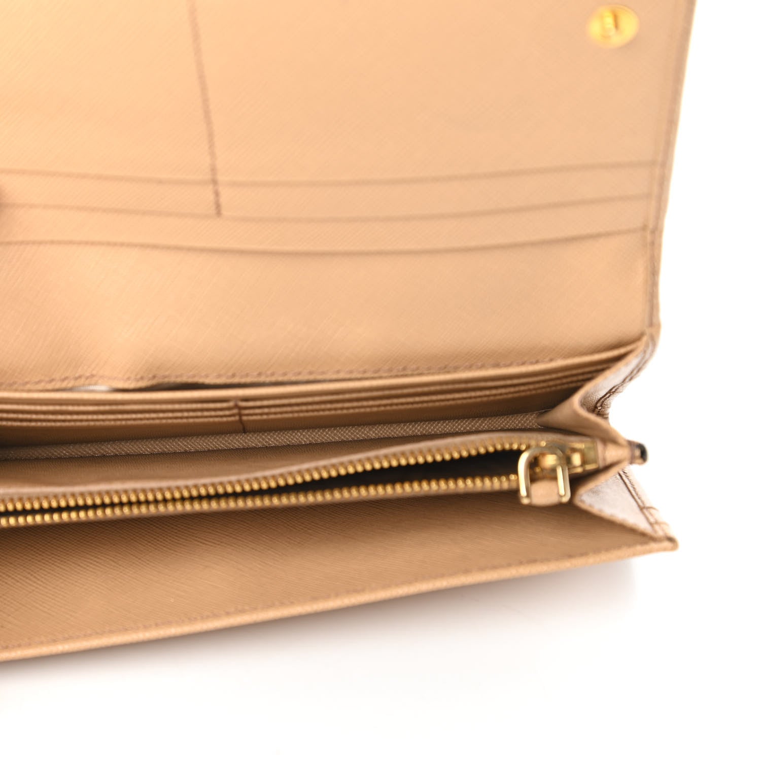 Prada Saffiano Metal Continental Flap Wallet Noisette 5 of 10