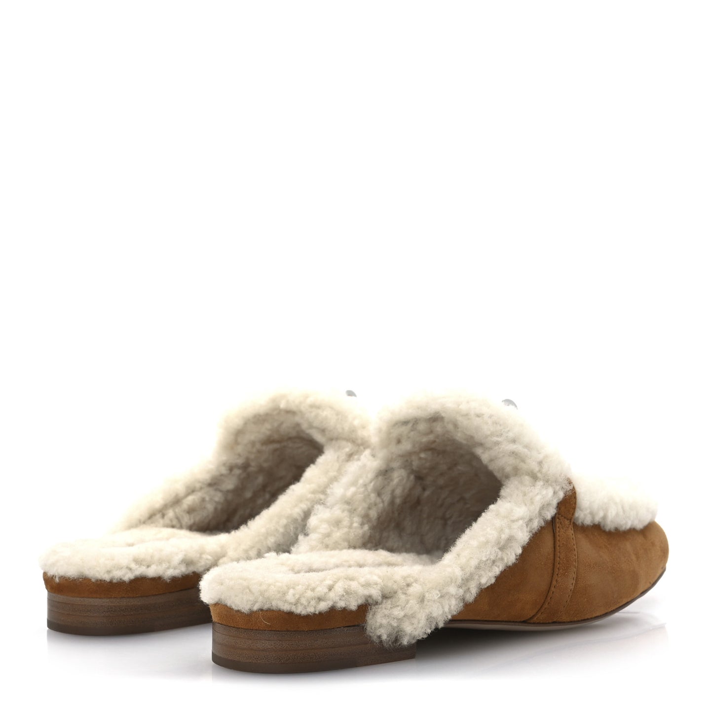 Suede Goatskin Shearling Womens Oz Mules 37 Natural Ecru