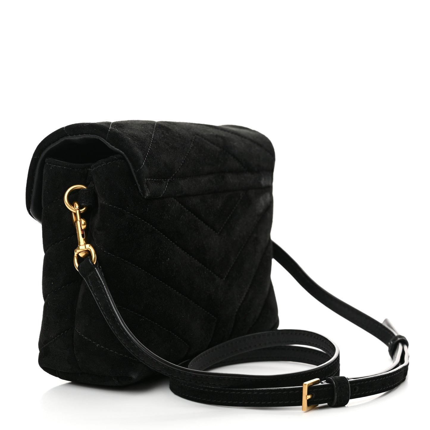 Suede Y Quilted Monogram Toy Loulou Crossbody Bag Black