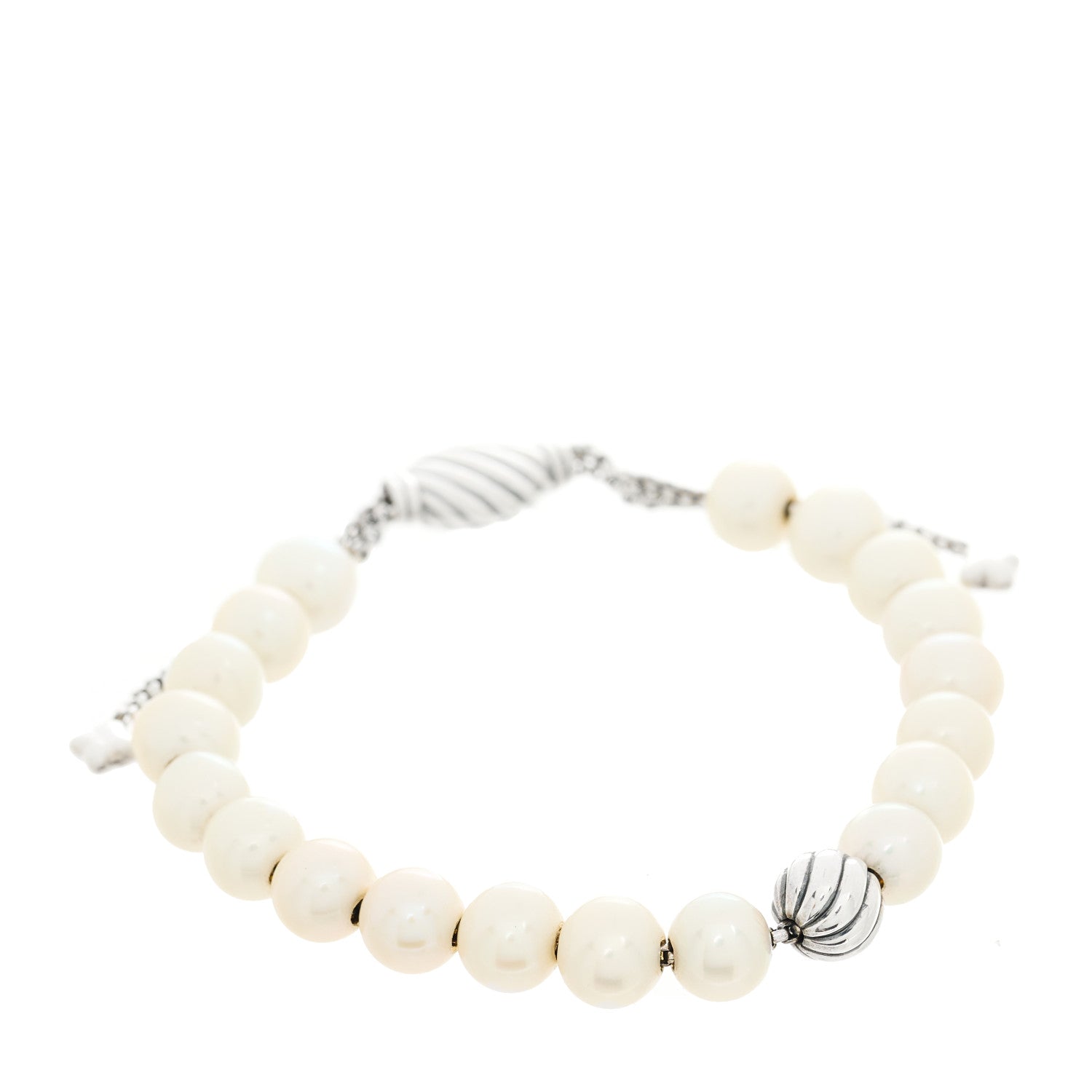David Yurman Sterling Silver Pearl 8mm Spiritual Beads Adjustable Bracelet 2 of 3