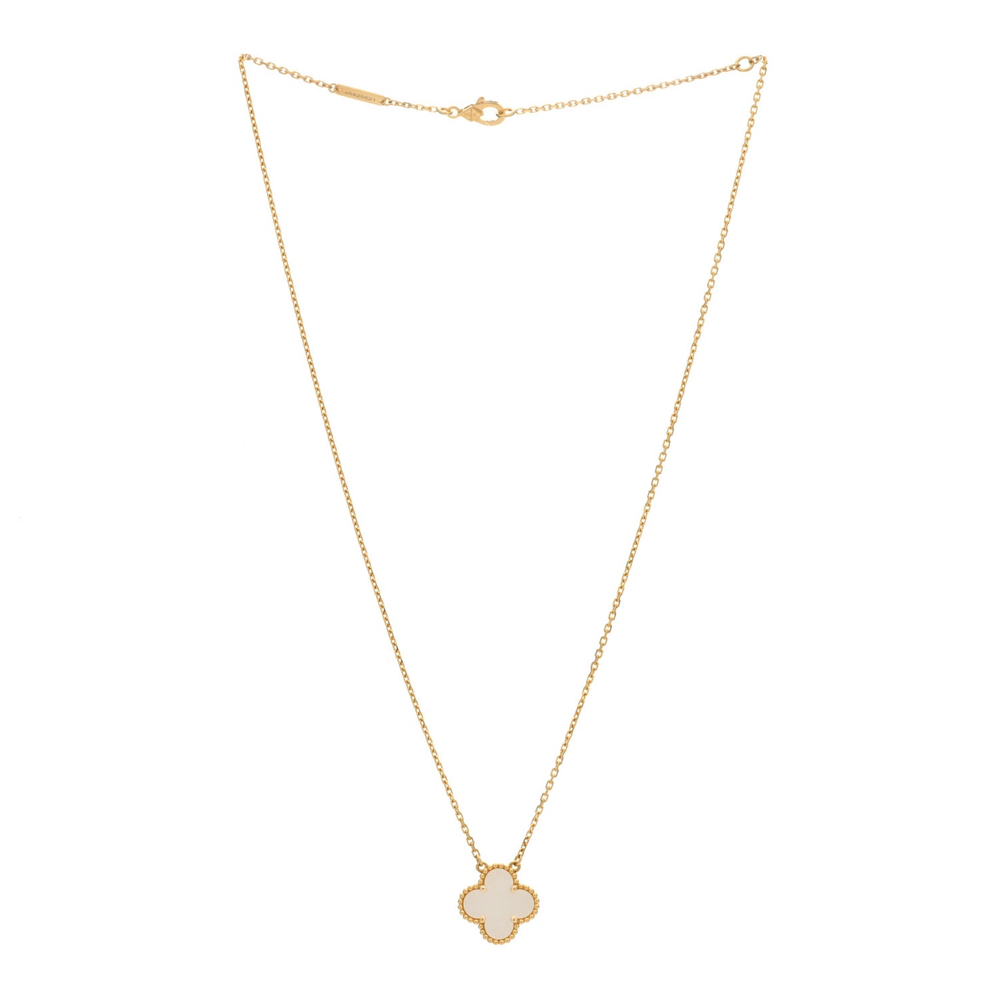 18K Yellow Gold Mother of Pearl Vintage Alhambra Pendant Necklace