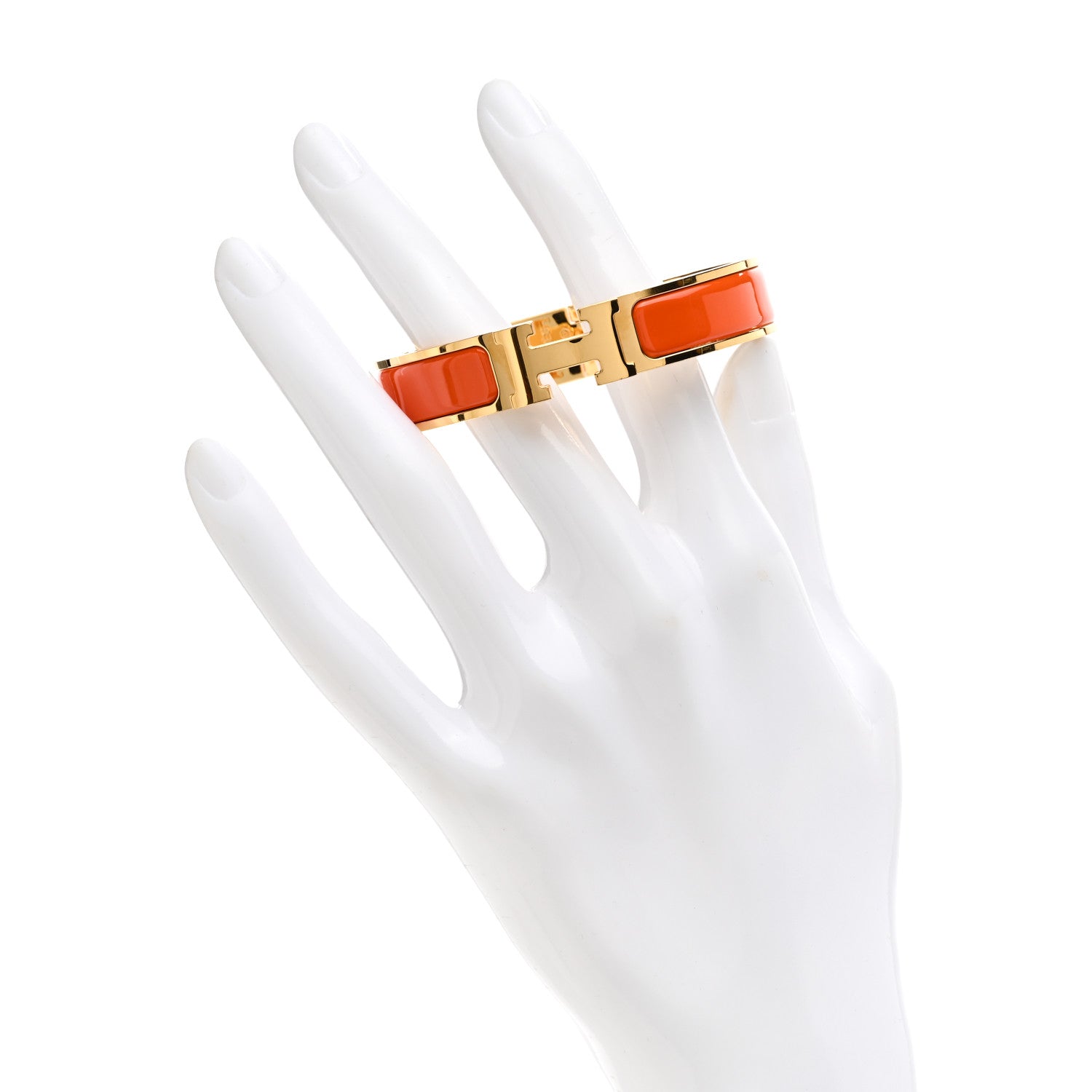 Hermes Enamel Narrow Clic Clac H Bracelet PM Orange 2 of 5