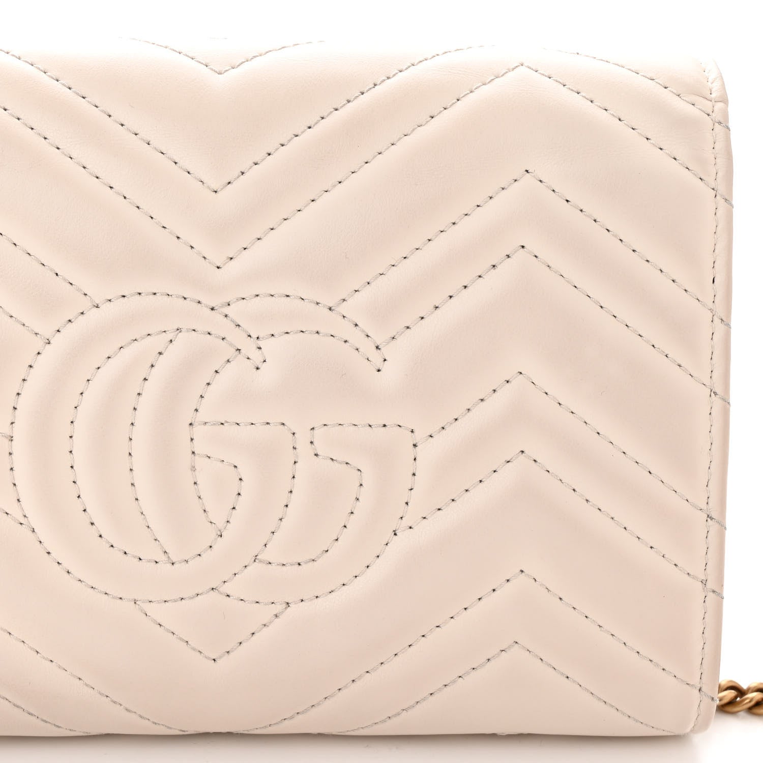 Gucci Calfskin Matelasse GG Marmont Chain Wallet Mystic White 15 of 15