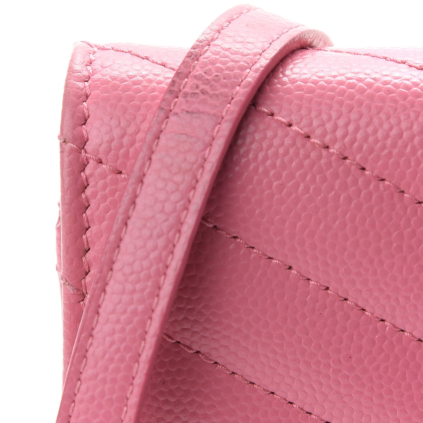 Grain De Poudre Matelasse Chevron Monogram Envelope Chain Wallet Rose Clair