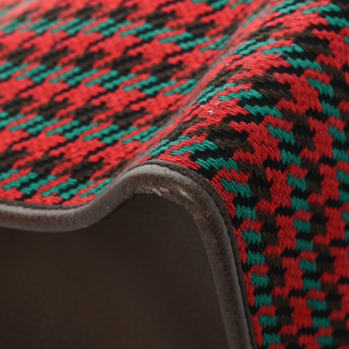 Cotton Wool Textured Calfskin Houndstooth Woven Large Interlocking G Tote Red Green Ivory Multicolor New Acero
