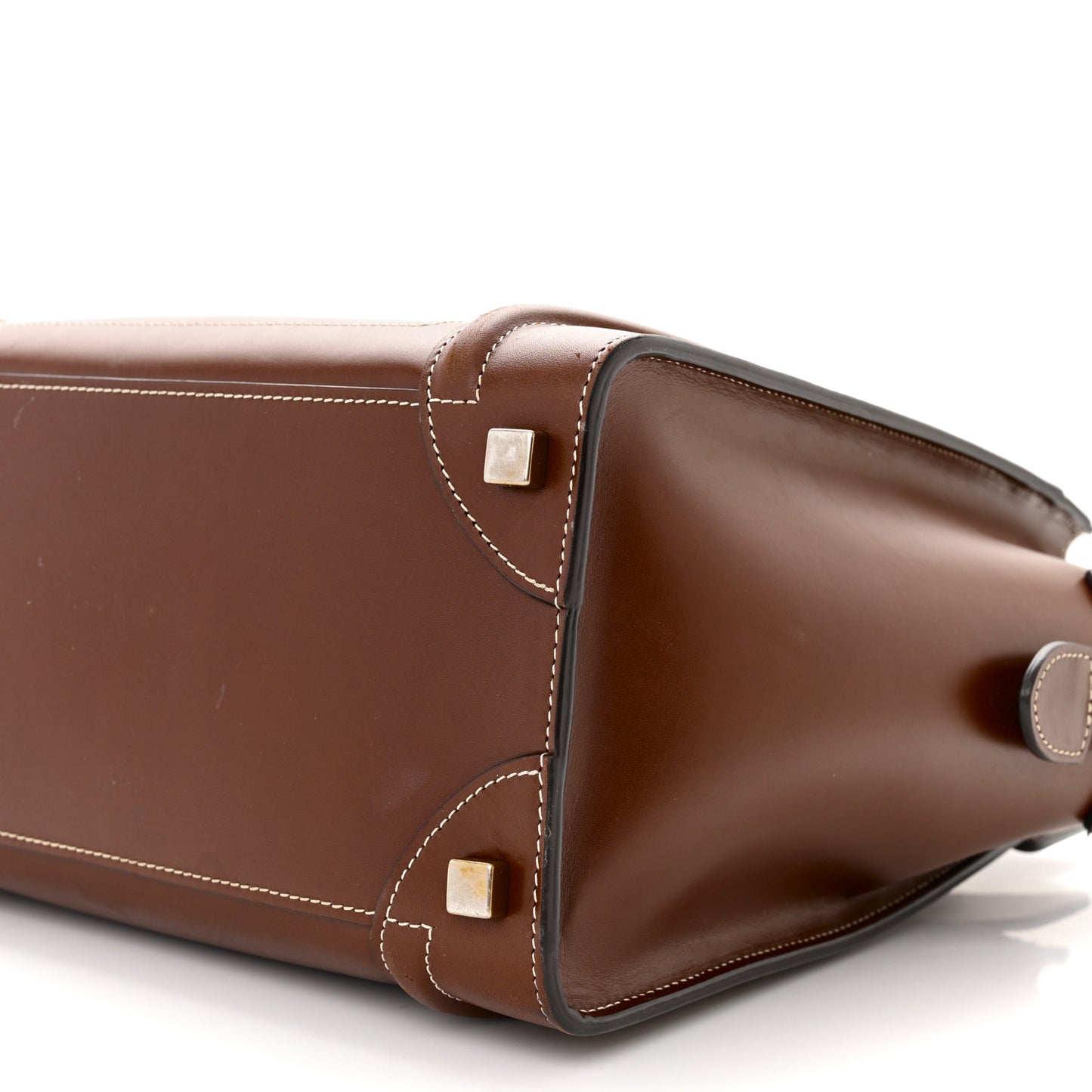 Satinated Natural Calfskin Micro Luggage Dark Brown