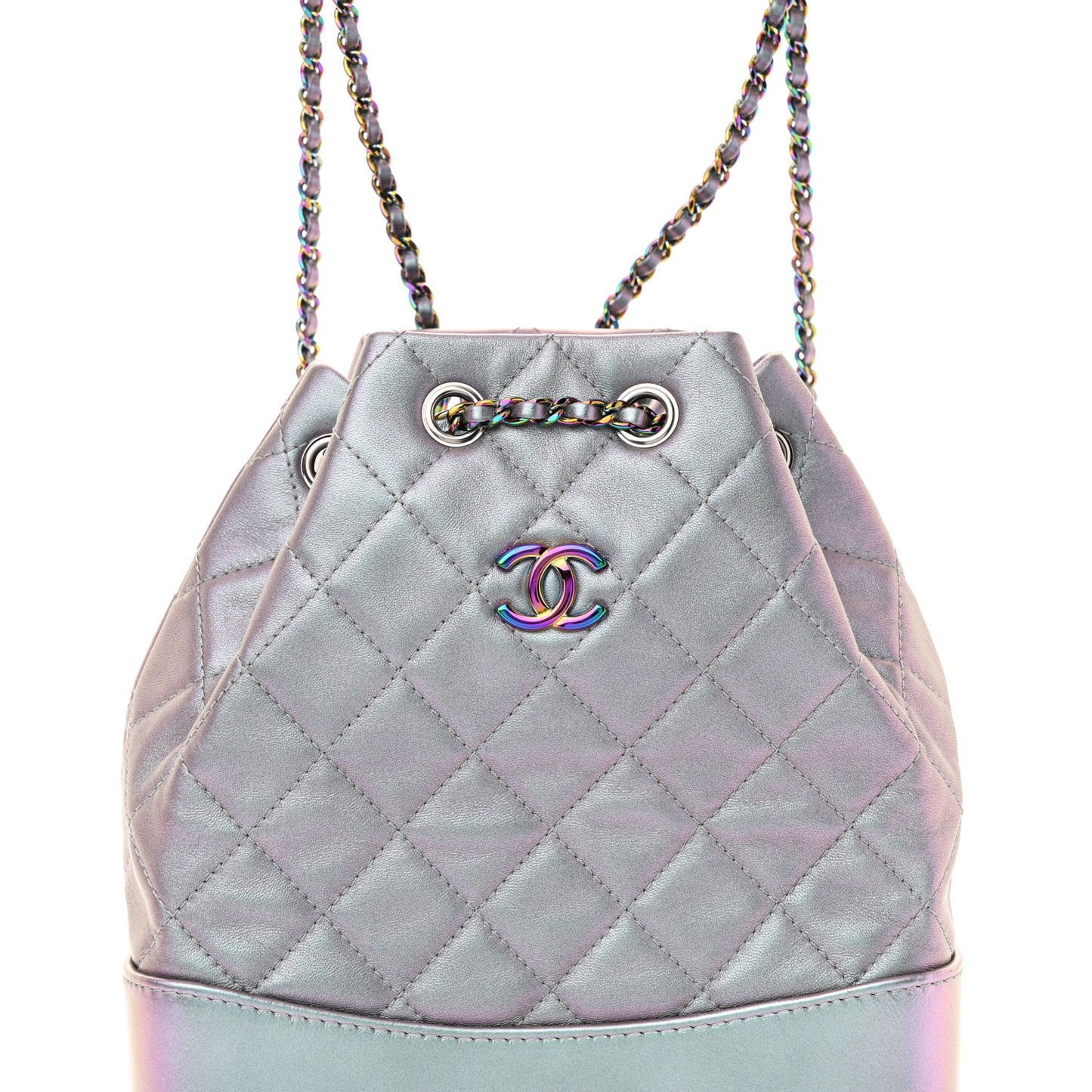 Iridescent Lambskin Calfskin Small Quilted Gabrielle Backpack Light Purple