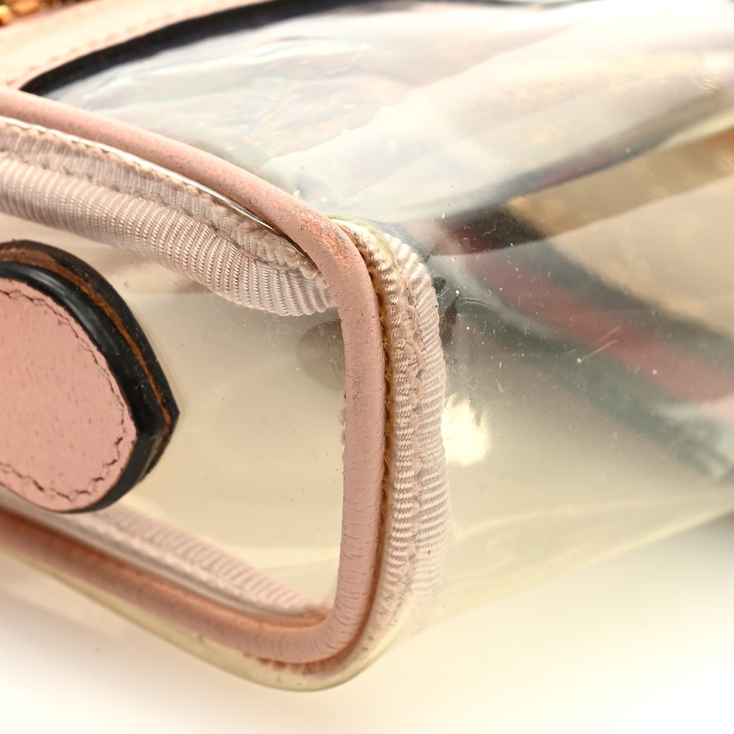 Vinyl Web Mini Ophidia Transparent Shoulder Bag Perfect Pink