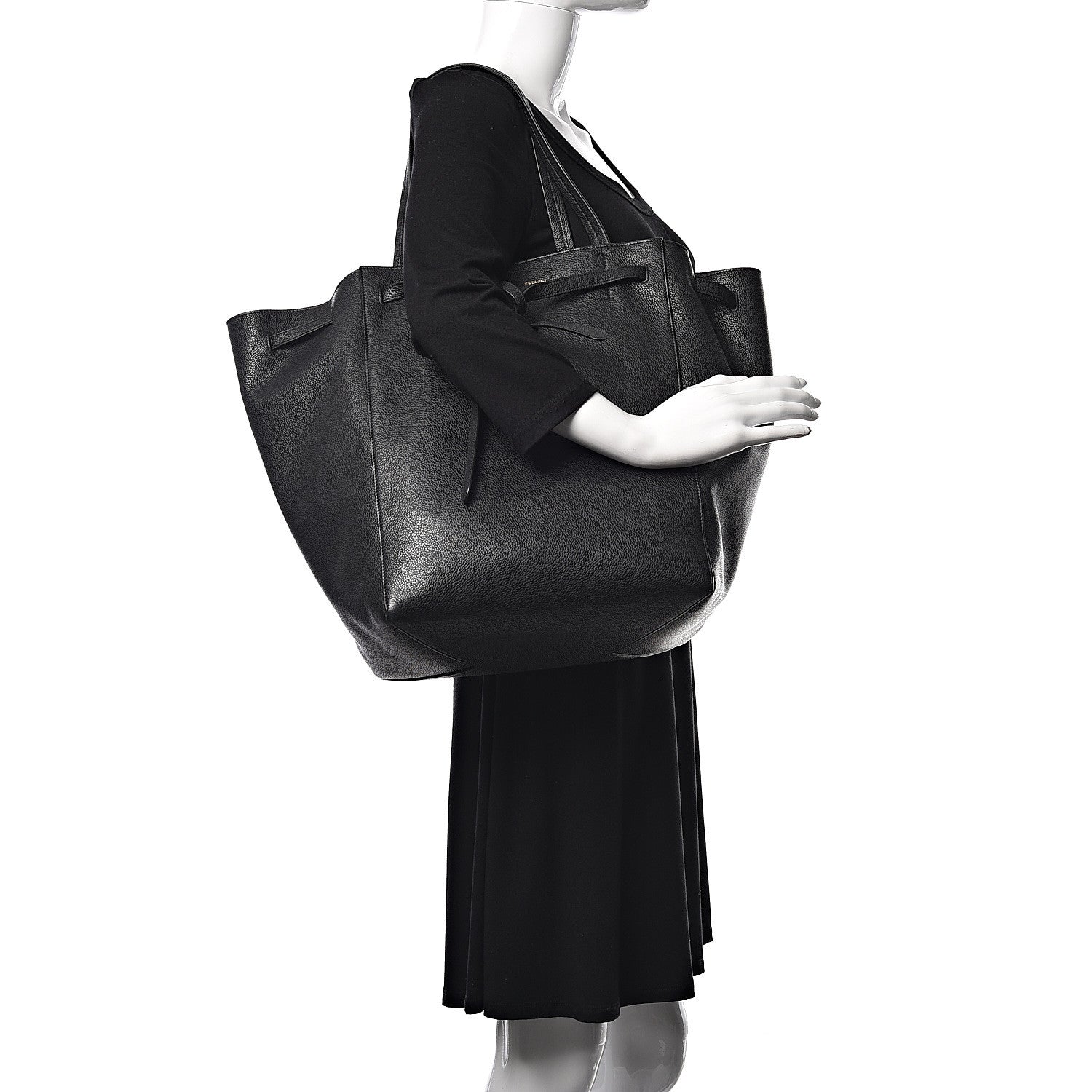 Celine Soft Grained Calfskin Medium Belt Cabas Phantom Black 2 of 13