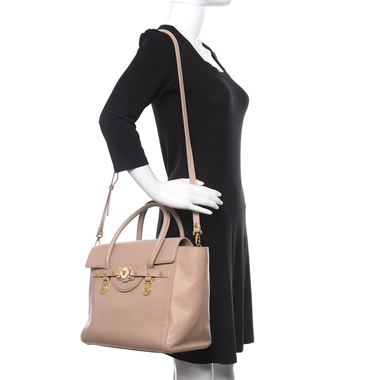 Vitello Calfskin Large Signature Tote Beige