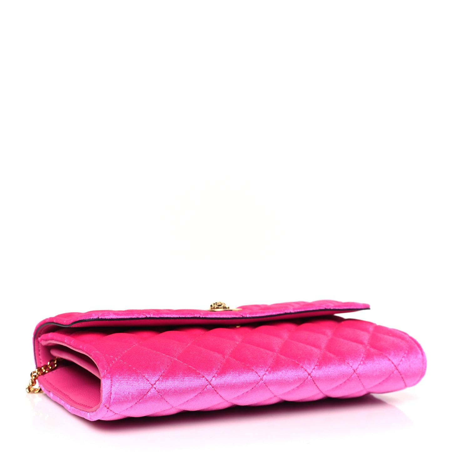 Velvet Quilted Medusa Wallet On Chain Pink