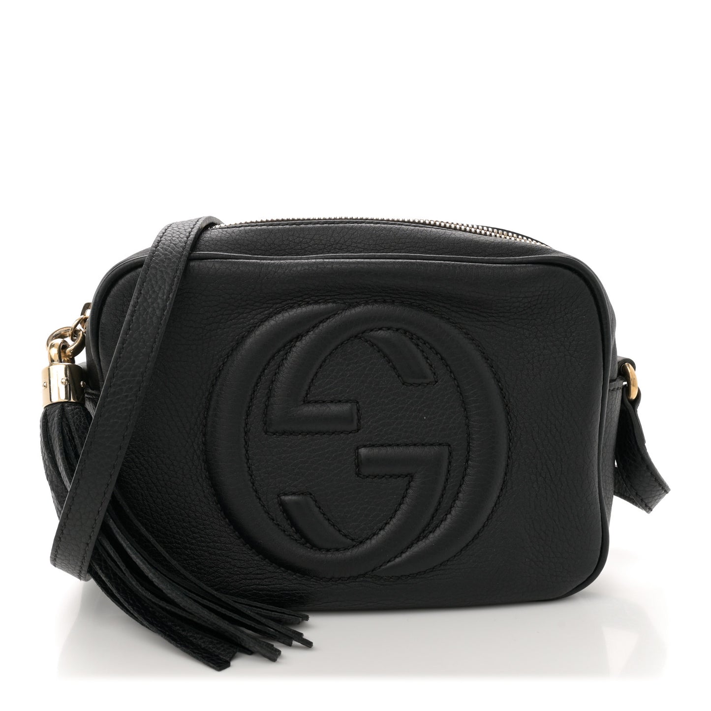 Pebbled Calfskin Small Soho Disco Bag Black