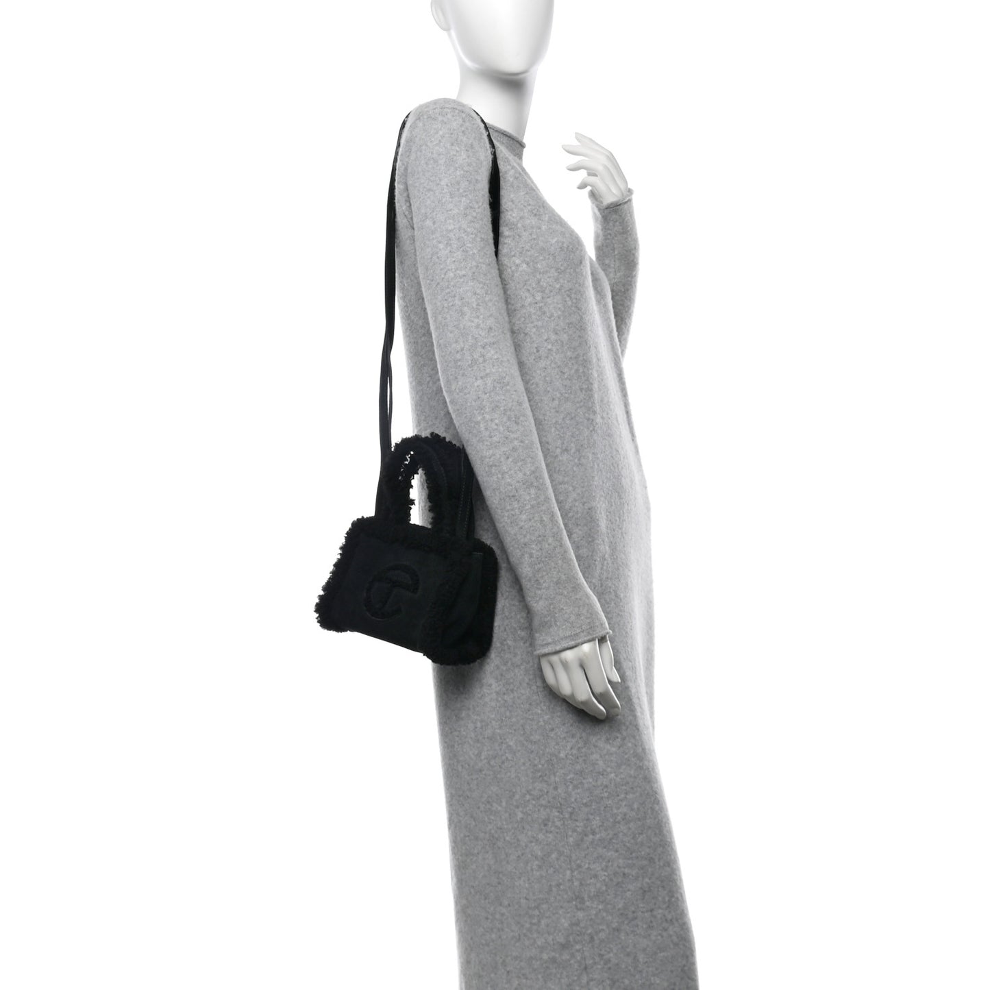 X UGG Suede Shearling Small Shopping Bag Black