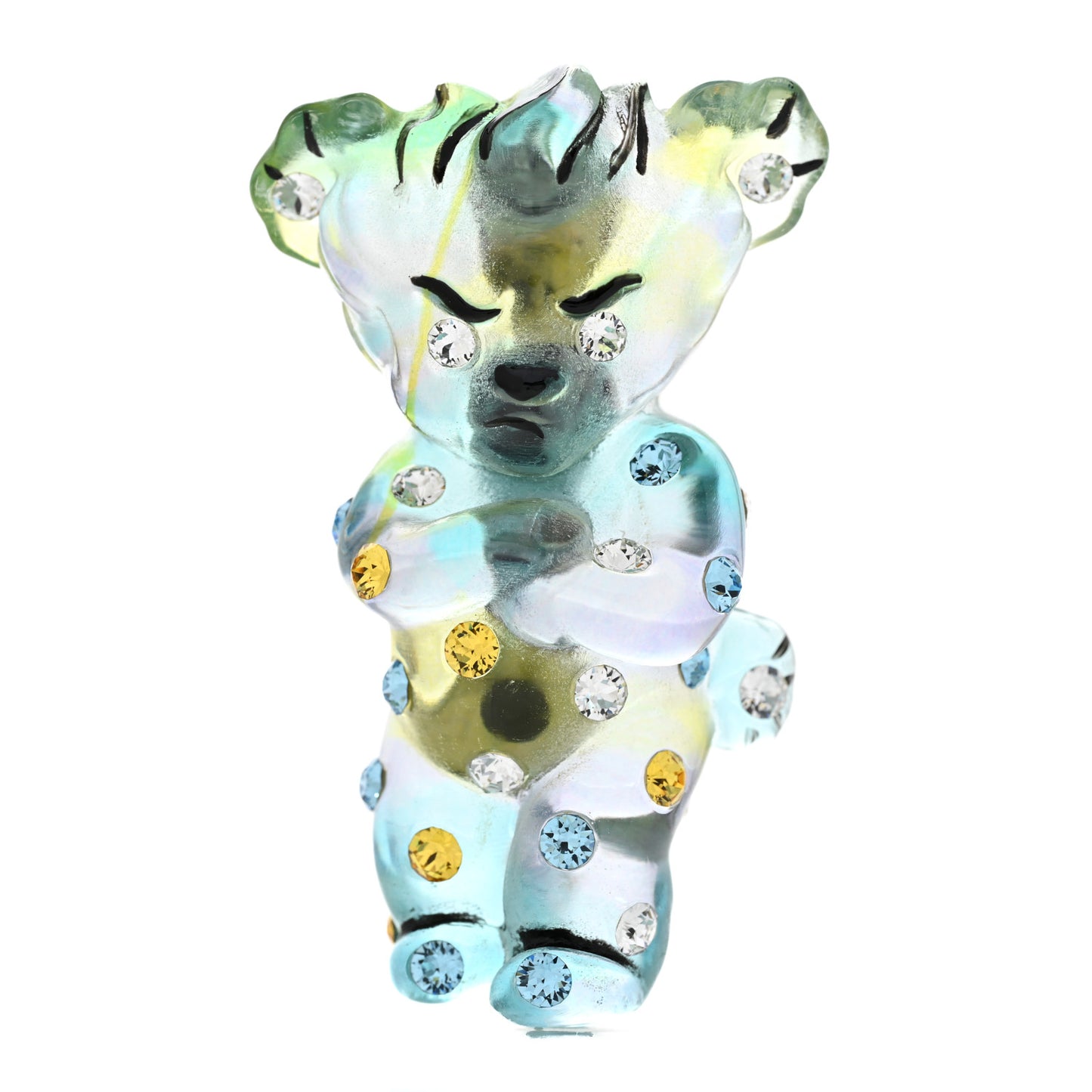 Crystal Resin Ha Ha Ha Bear Brooch Blue