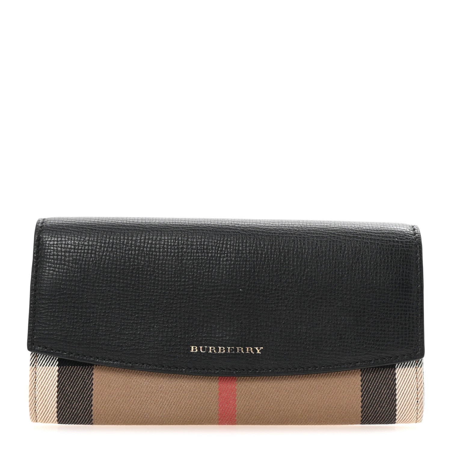 Burberry Grainy Calfskin House Check Continental Wallet Black 1 of 6