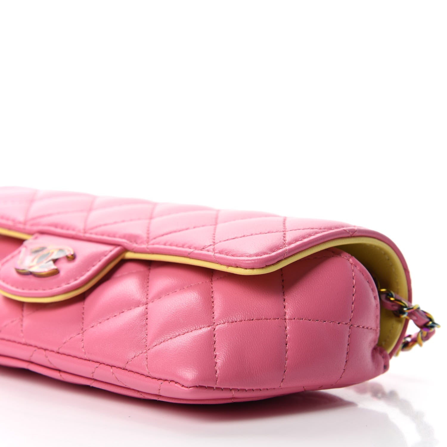 Chanel Lambskin Quilted Glasses Case With Chain Pink Yellow 7 of 12