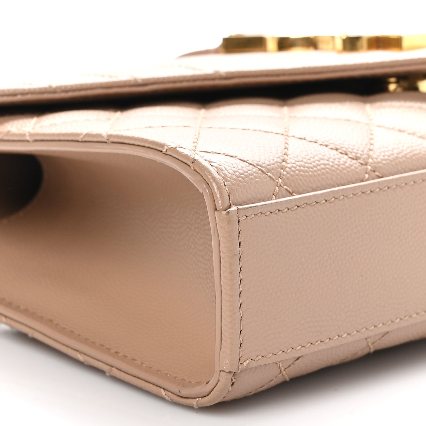 Grain De Poudre Textured Mixed Matelasse Triquilt Small Monogram Satchel Dark Beige